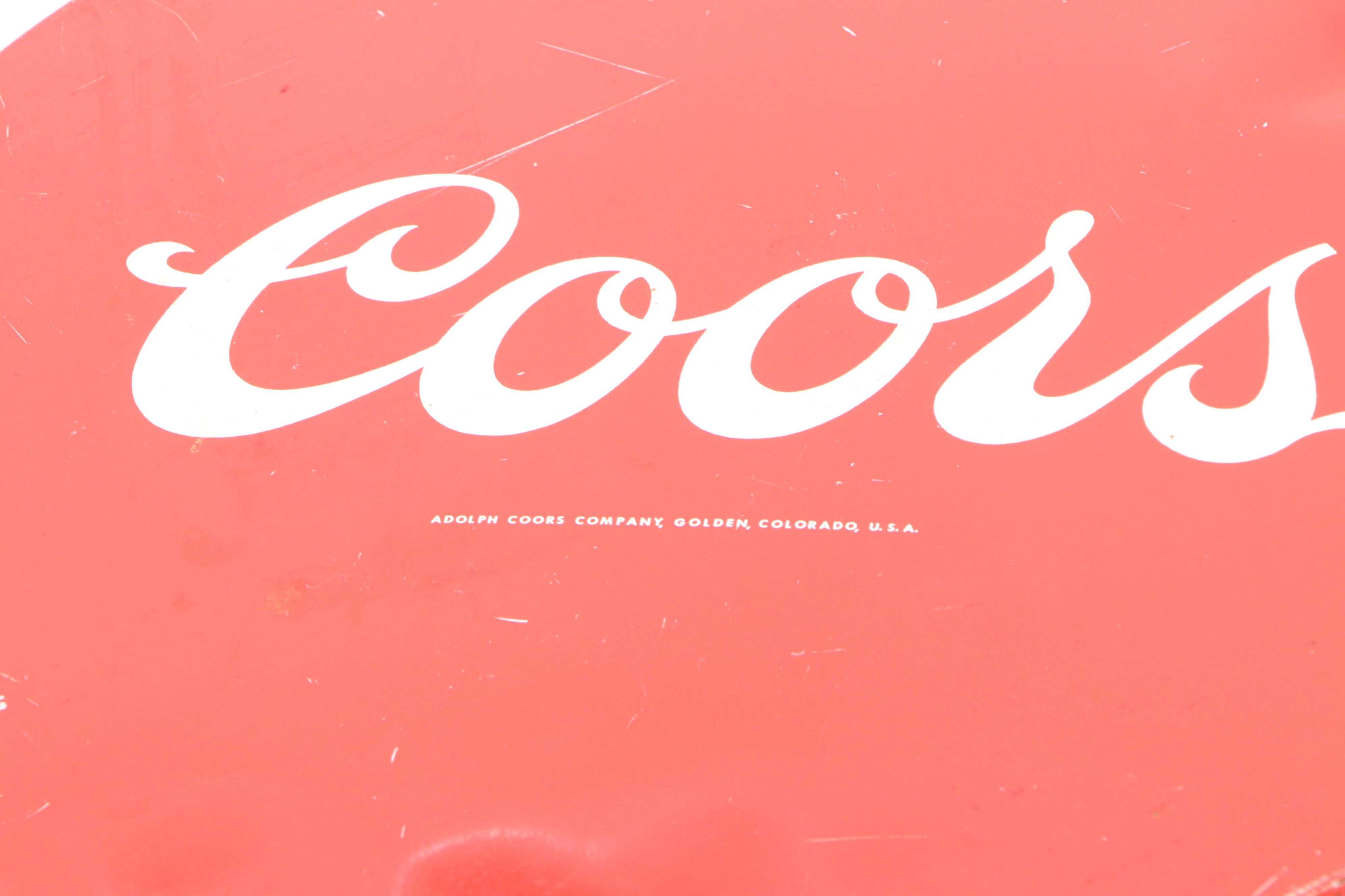 Vintage Coors and Other Metal Beer Advertising Trays, Mid to Late 20th Century