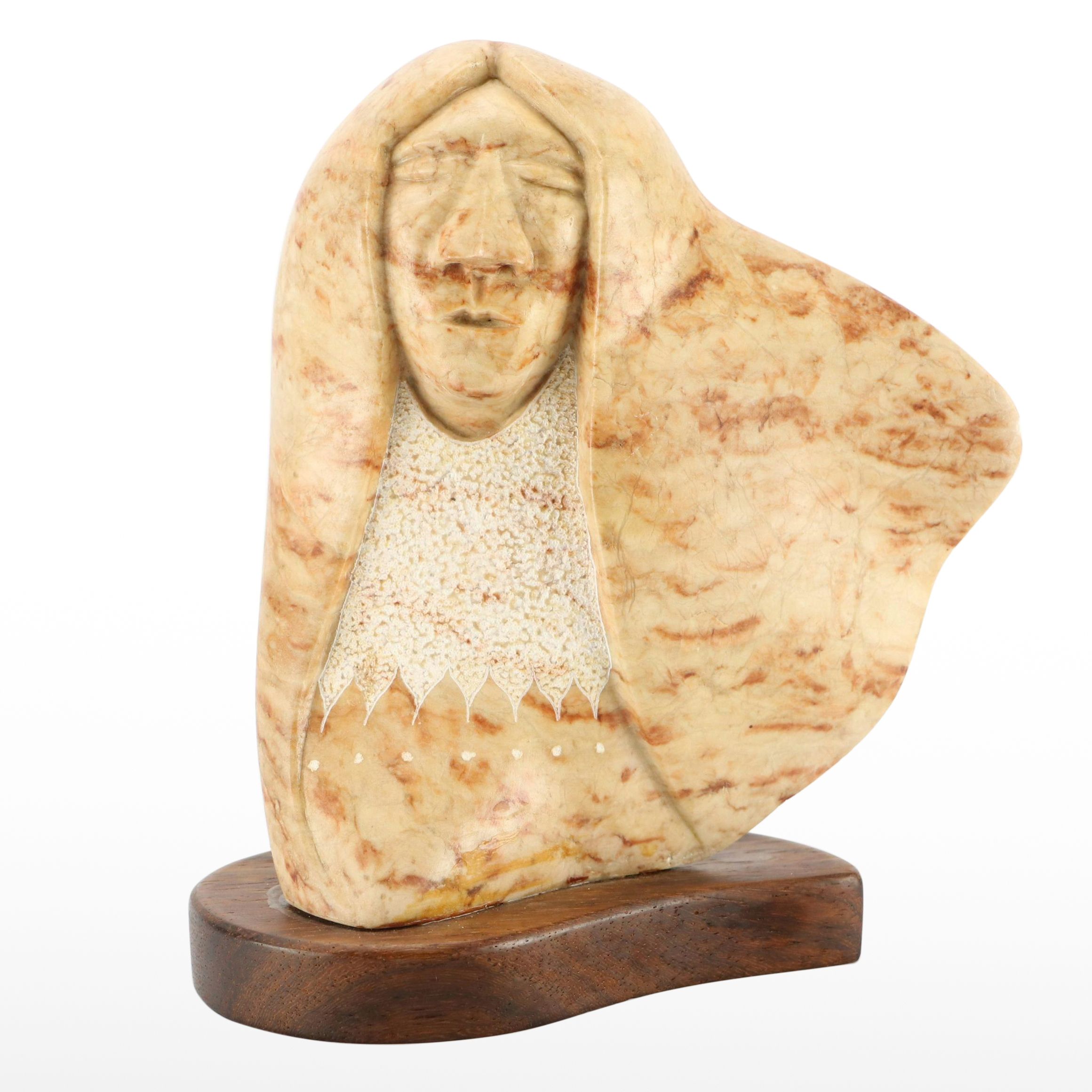 Southwestern Style Hand-Carved Soapstone Bust, Late 20th C