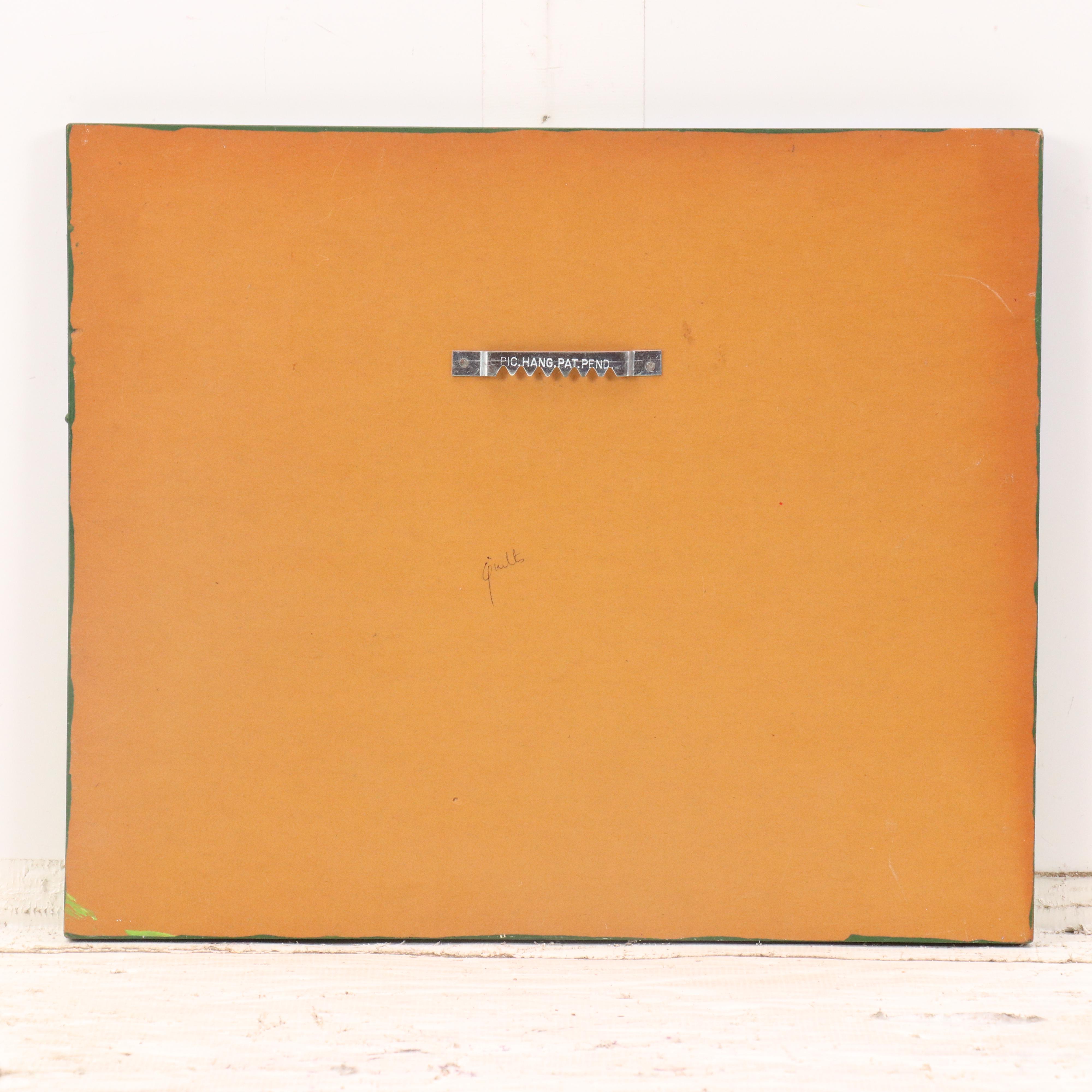 Donna Kelly Stylized Landscape Oil Painting with Outdoor Clothesline Scene, 1984