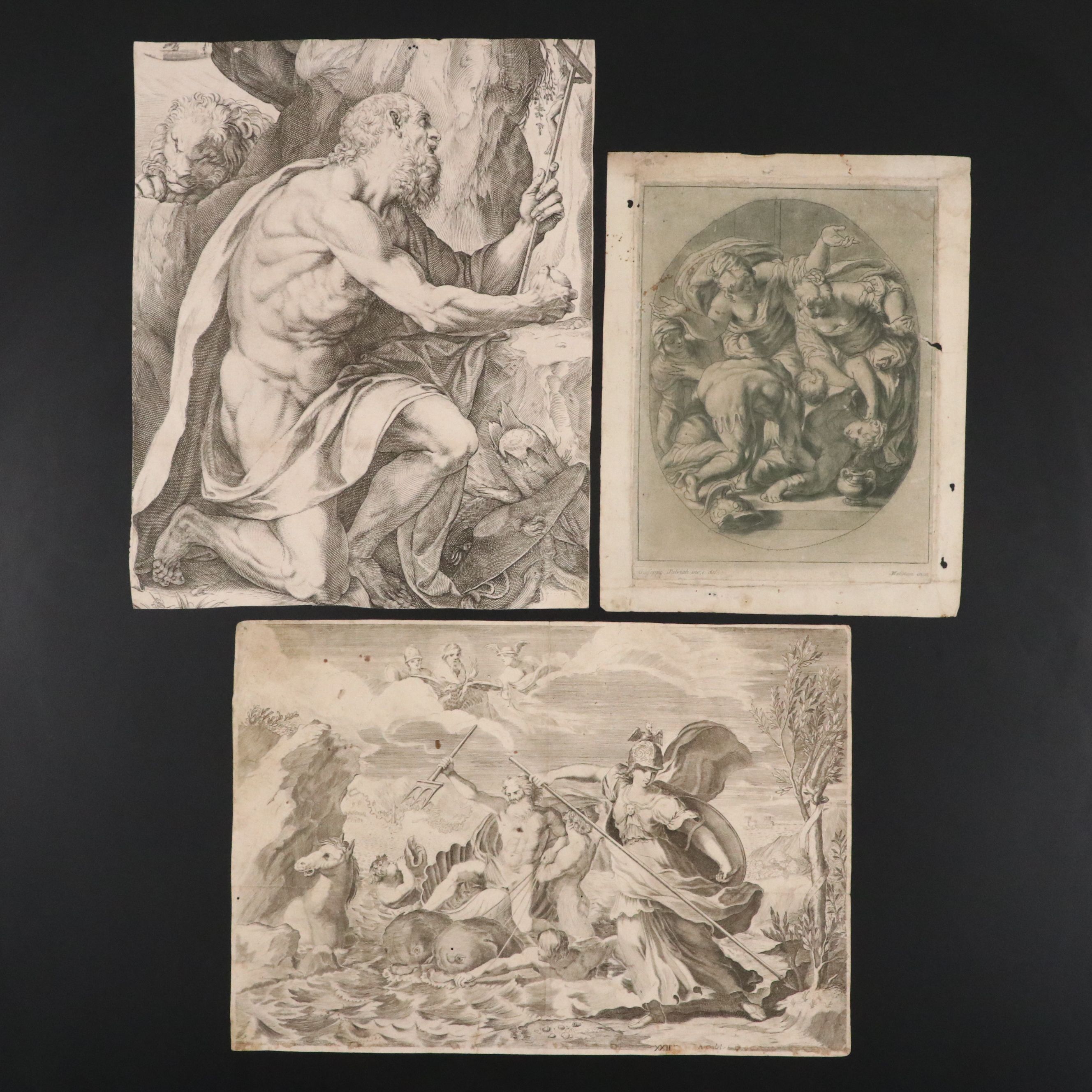 Antique Engravings Including "Saint Jerome," 17th and 18th Century