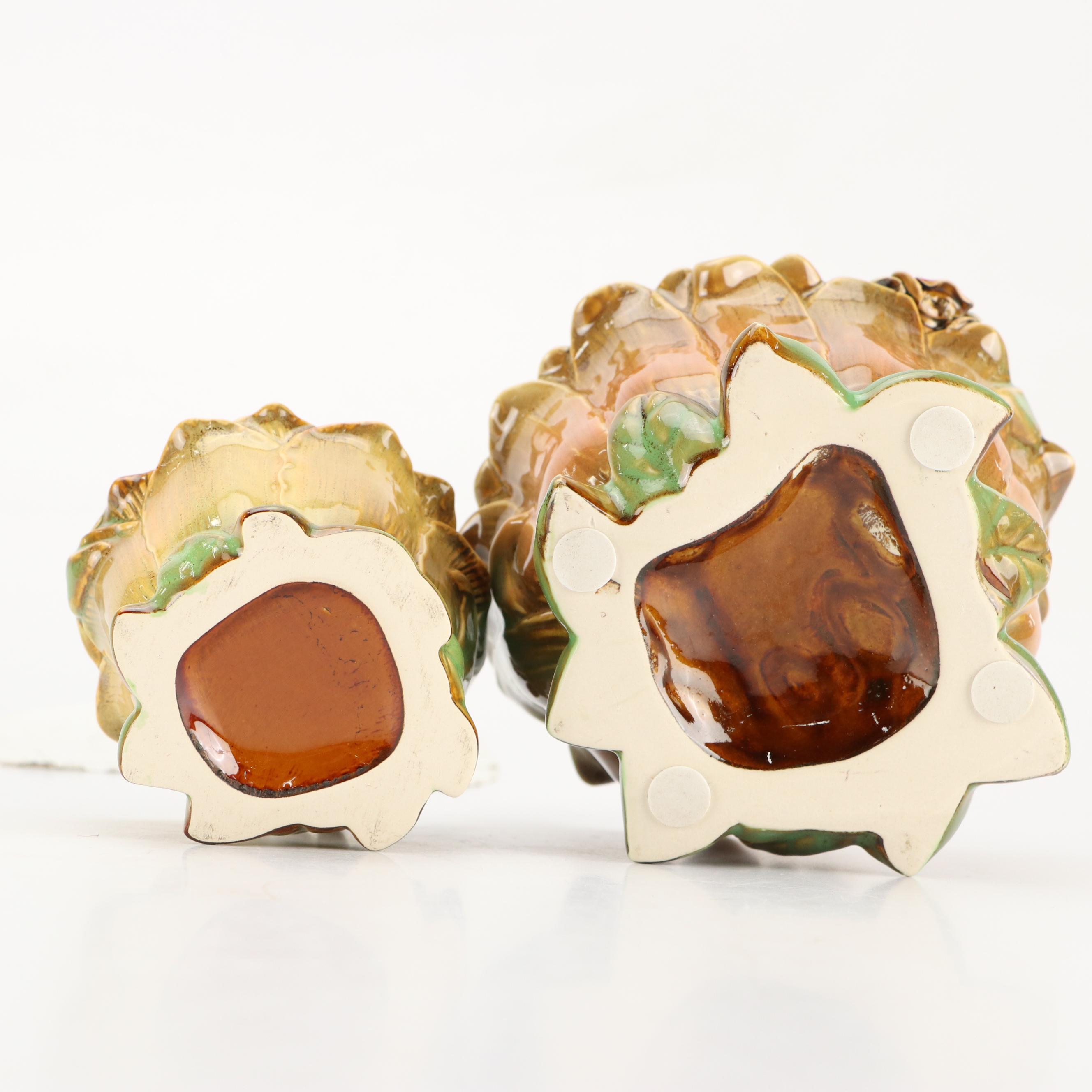 Majolica Style Basket Vases with Studio Pottery Pine Ceramic Basket Vase