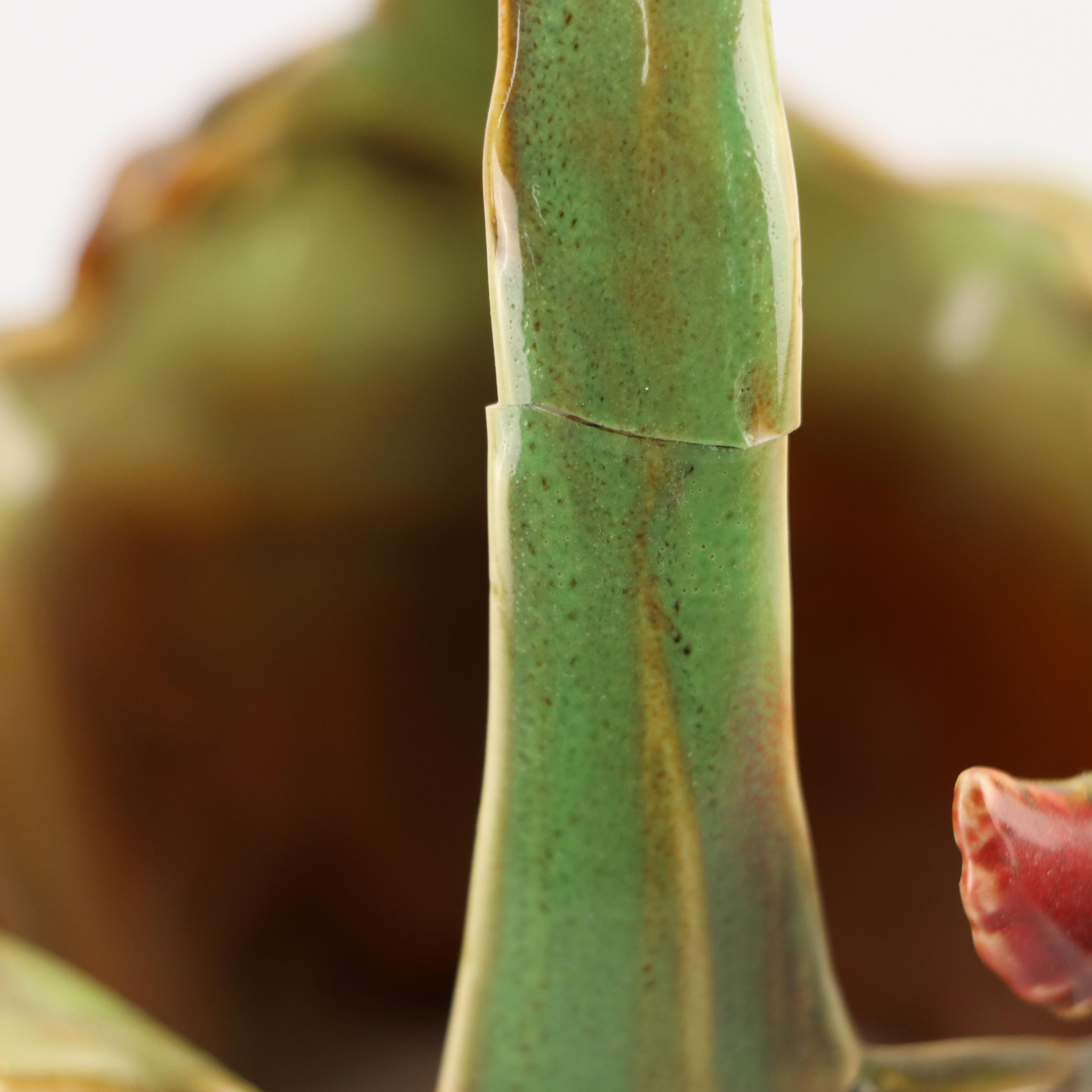 Majolica Style Basket Vases with Studio Pottery Pine Ceramic Basket Vase