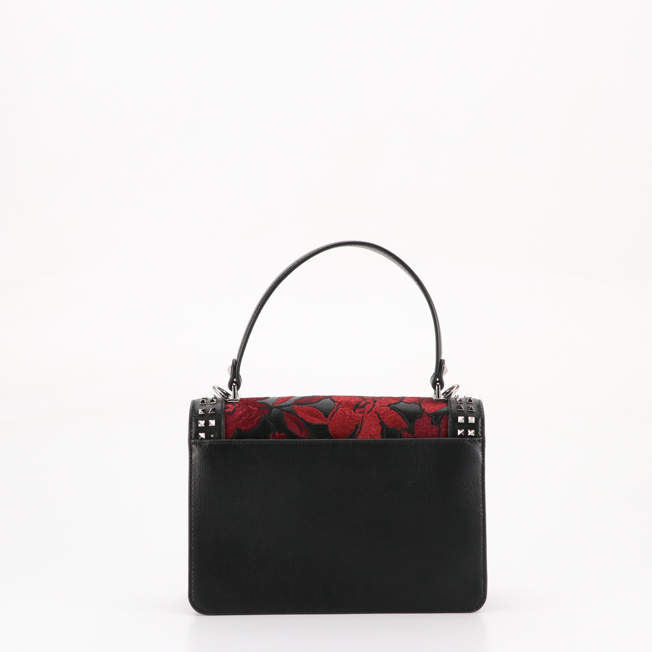 Karl Lagerfeld Simone Floral Tapestry and Leather Trim Two-Way Top Handle Bag