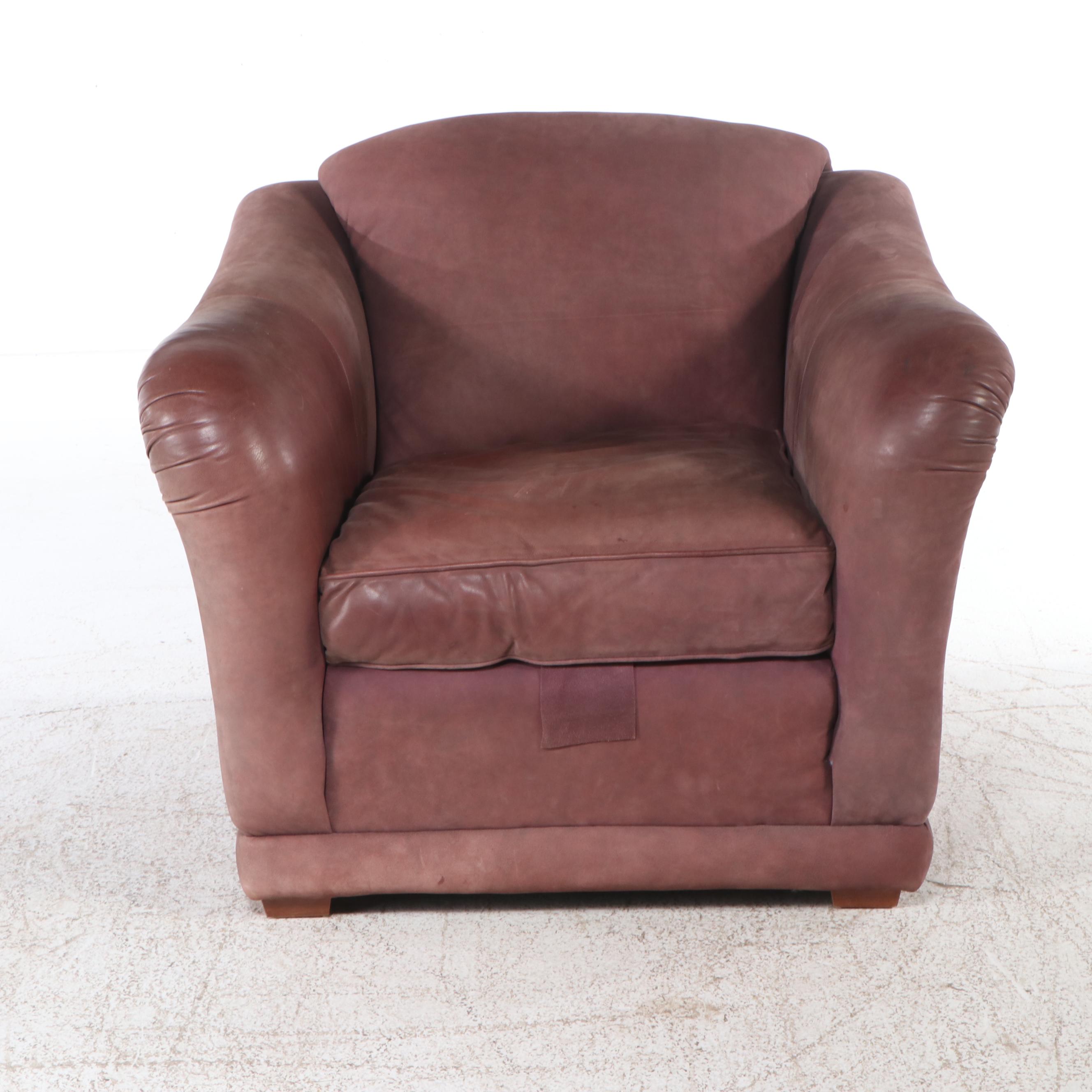 Leathercraft Inc. Leather Upholstered Club Chair and Ottoman