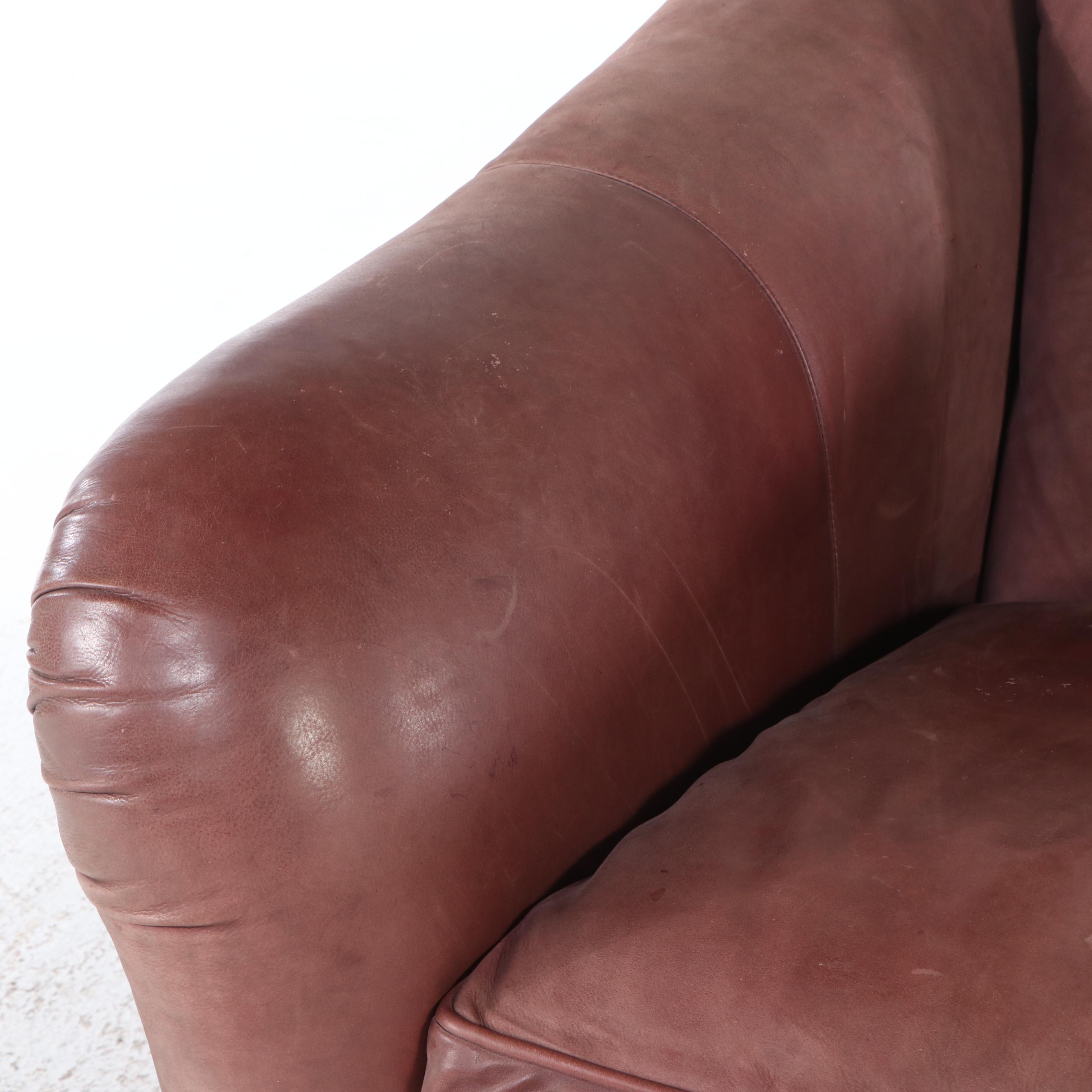 Leathercraft Inc. Leather Upholstered Club Chair and Ottoman