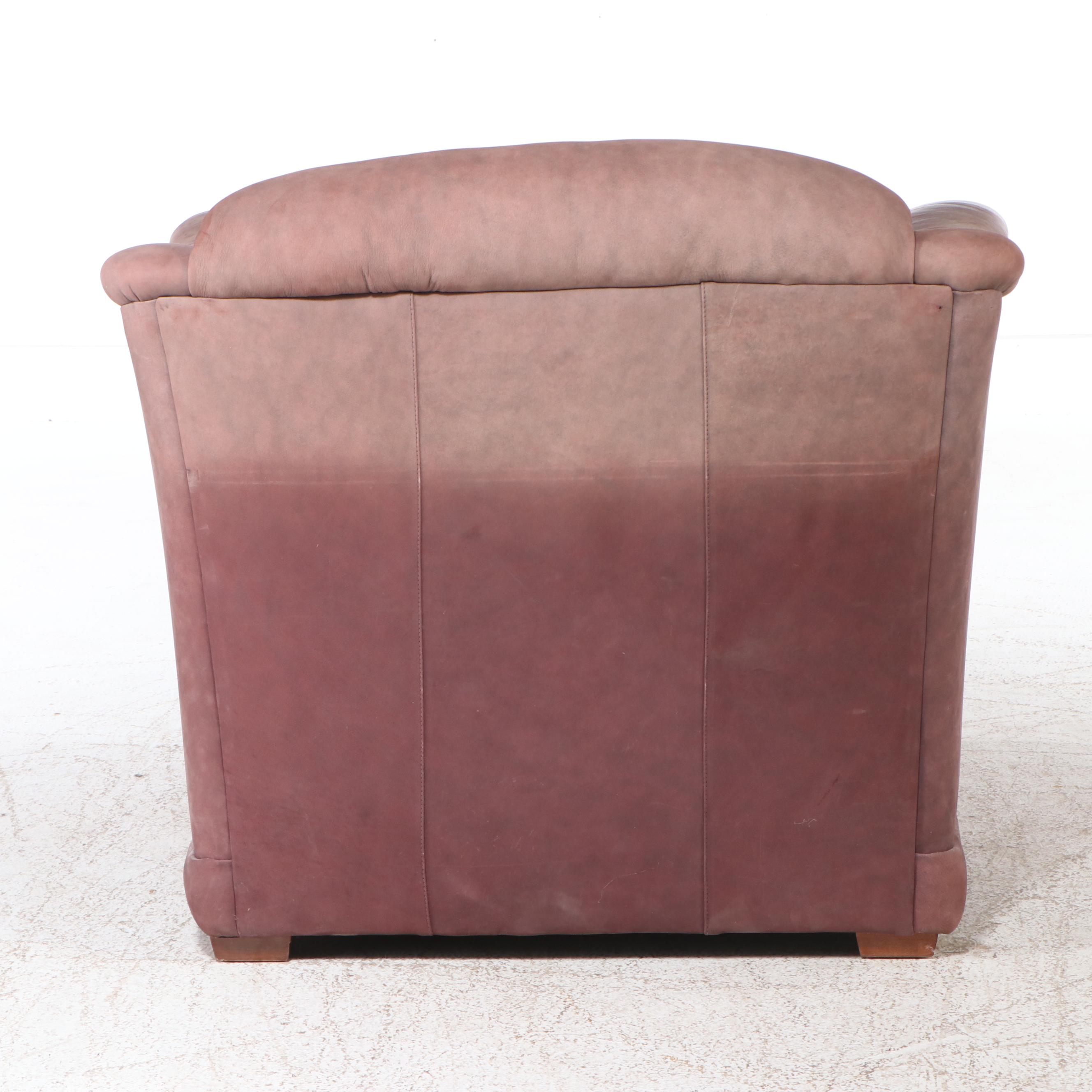 Leathercraft Inc. Leather Upholstered Club Chair and Ottoman