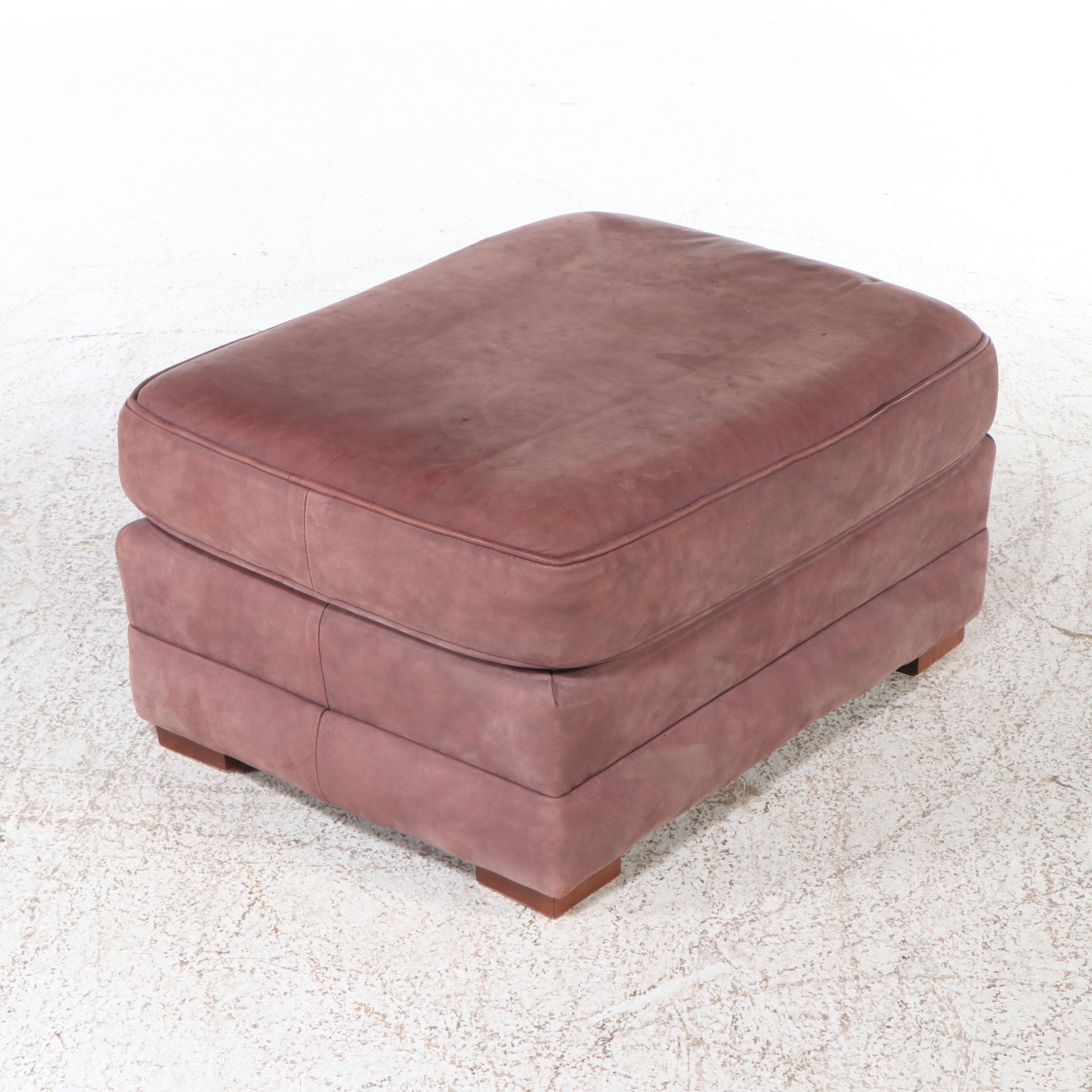 Leathercraft Inc. Leather Upholstered Club Chair and Ottoman