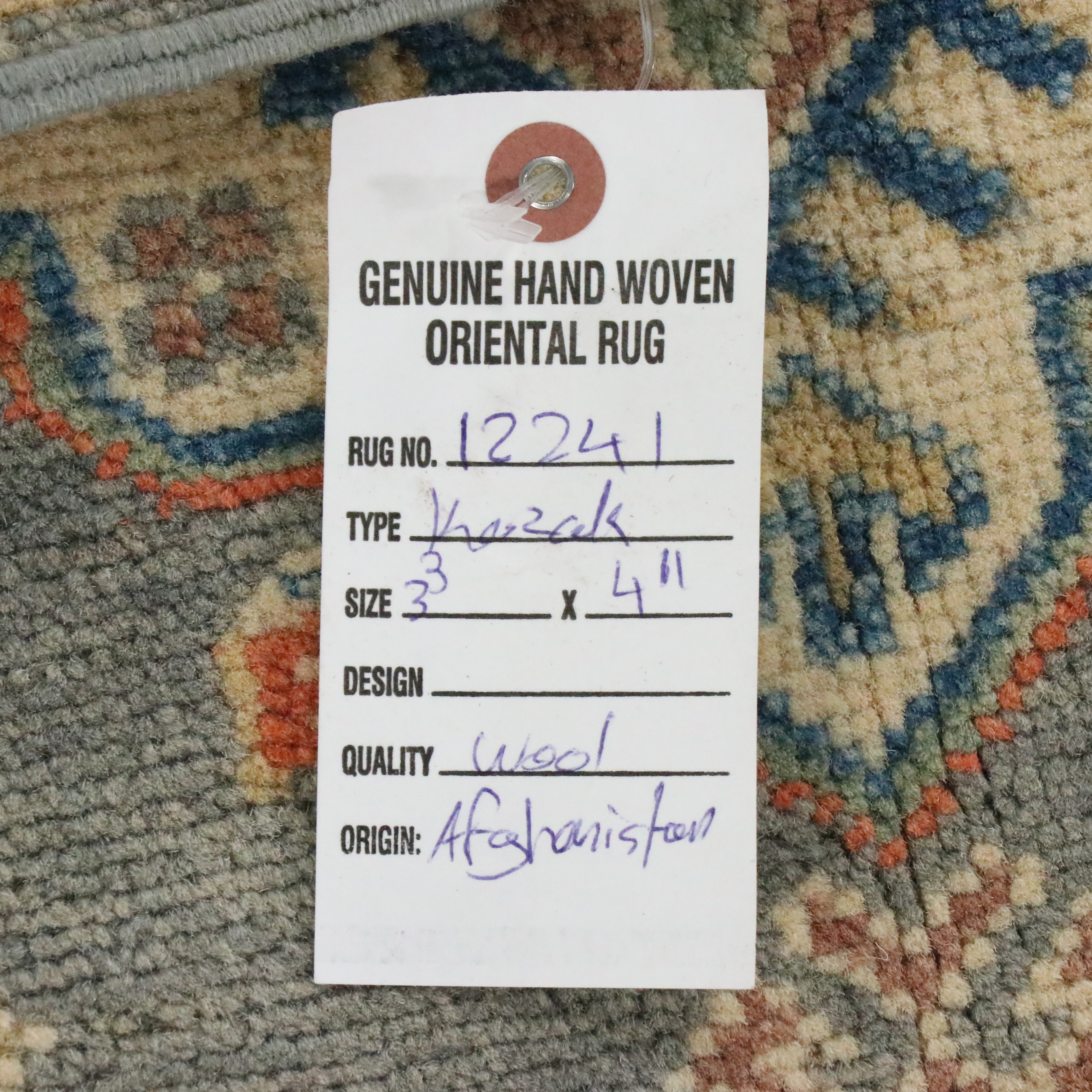 3'4 x 4'11 Hand-Knotted Afghan Kazak Accent Rug