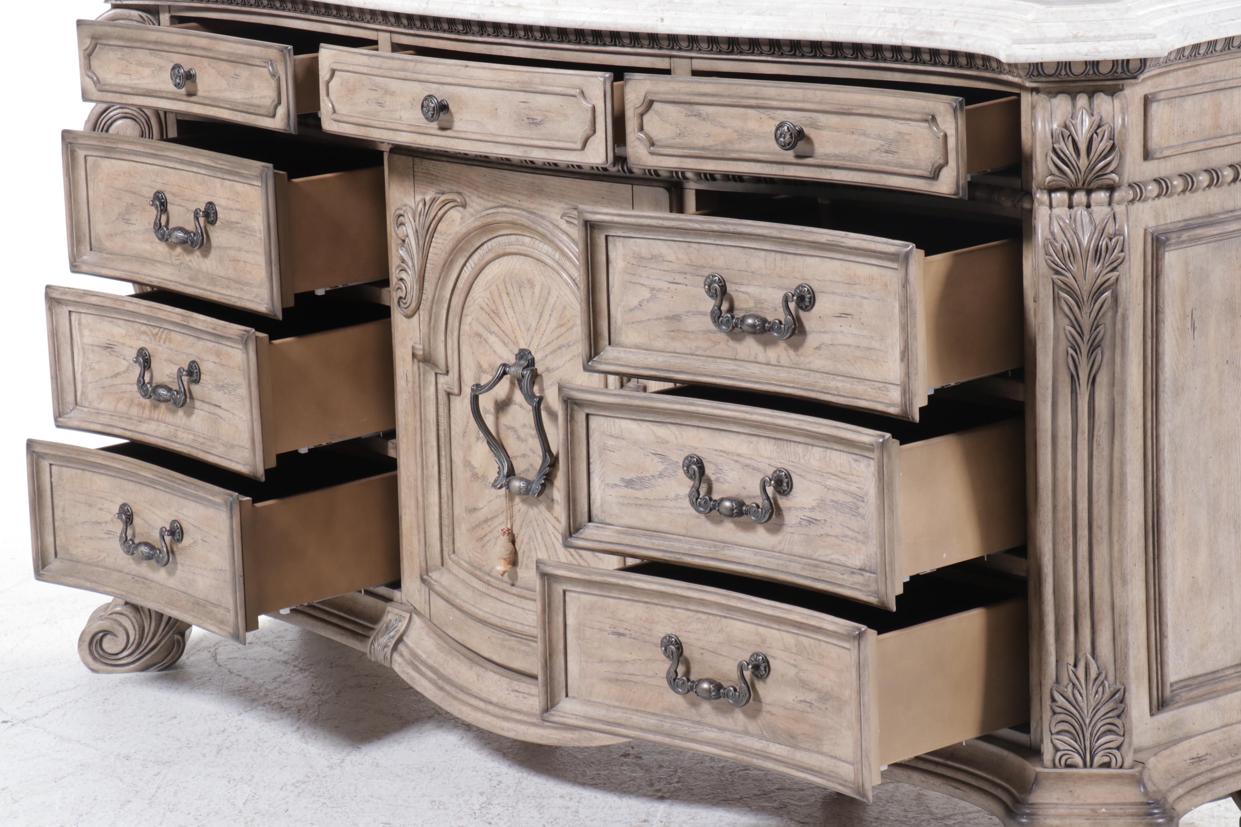 Michael Amini "Villa di Como" Marble Top Painted Wood Dresser