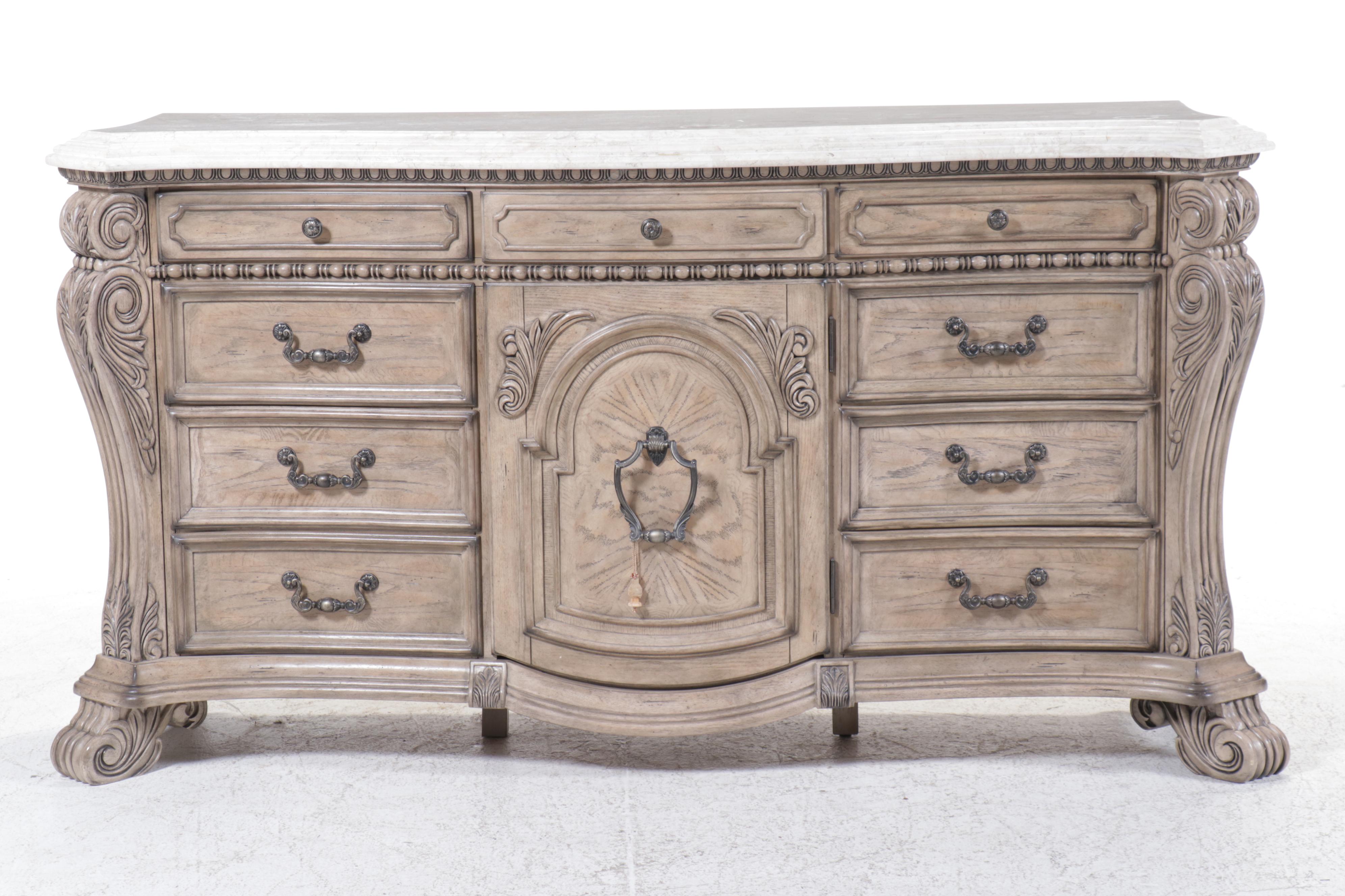 Michael Amini "Villa di Como" Marble Top Painted Wood Dresser