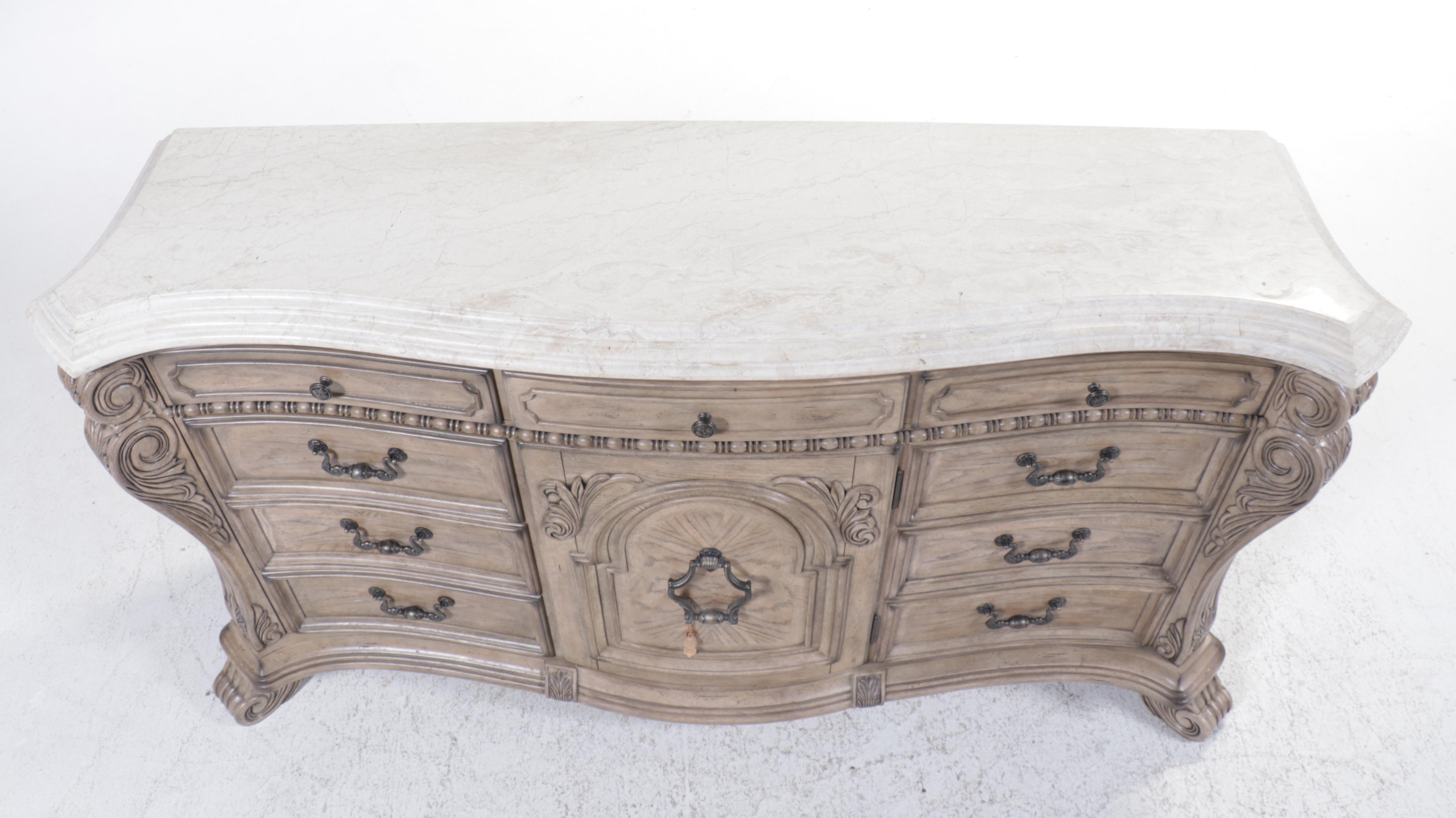 Michael Amini "Villa di Como" Marble Top Painted Wood Dresser