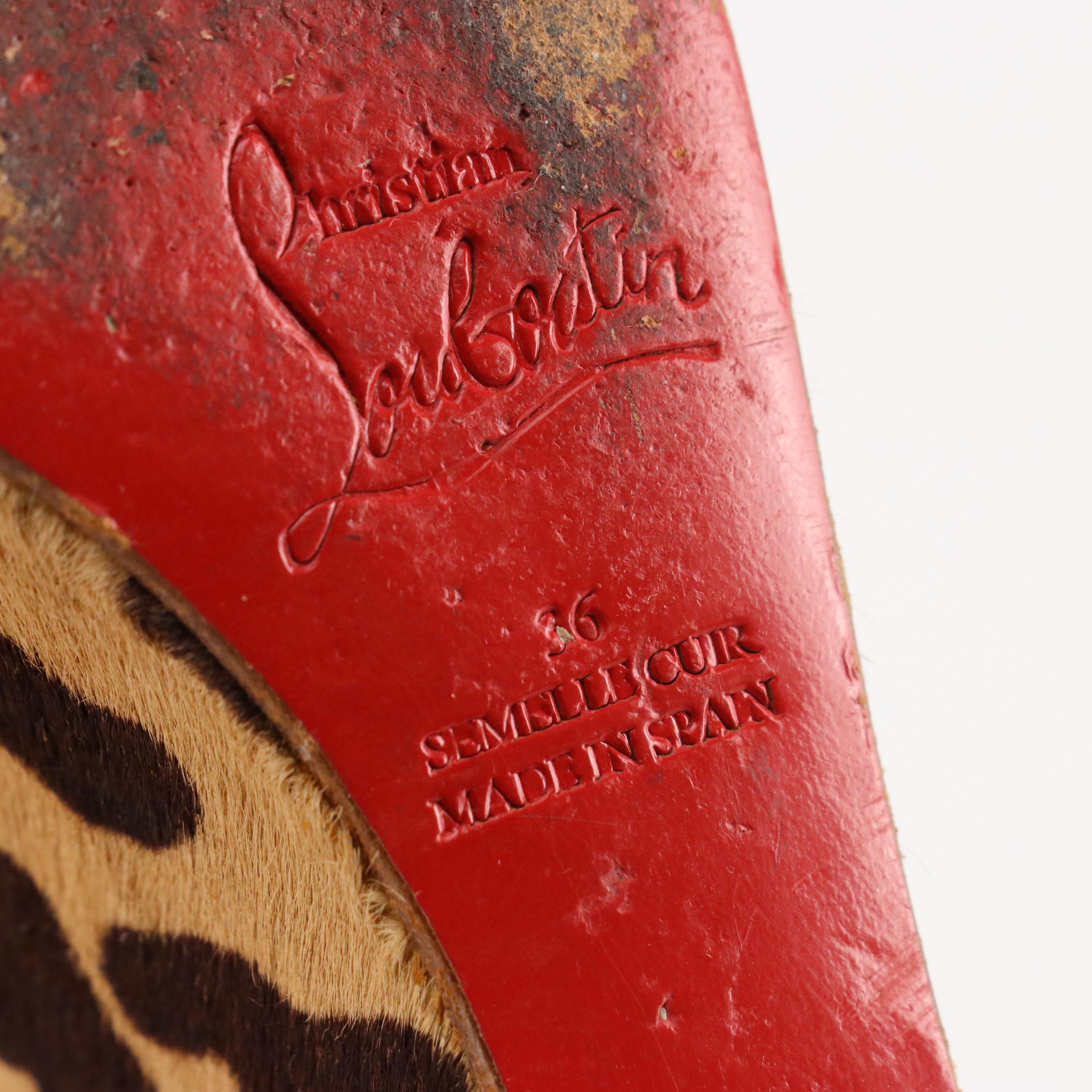 Christian Louboutin Peep-Toe Espadrille Wedges in Leopard Print Pony Hair