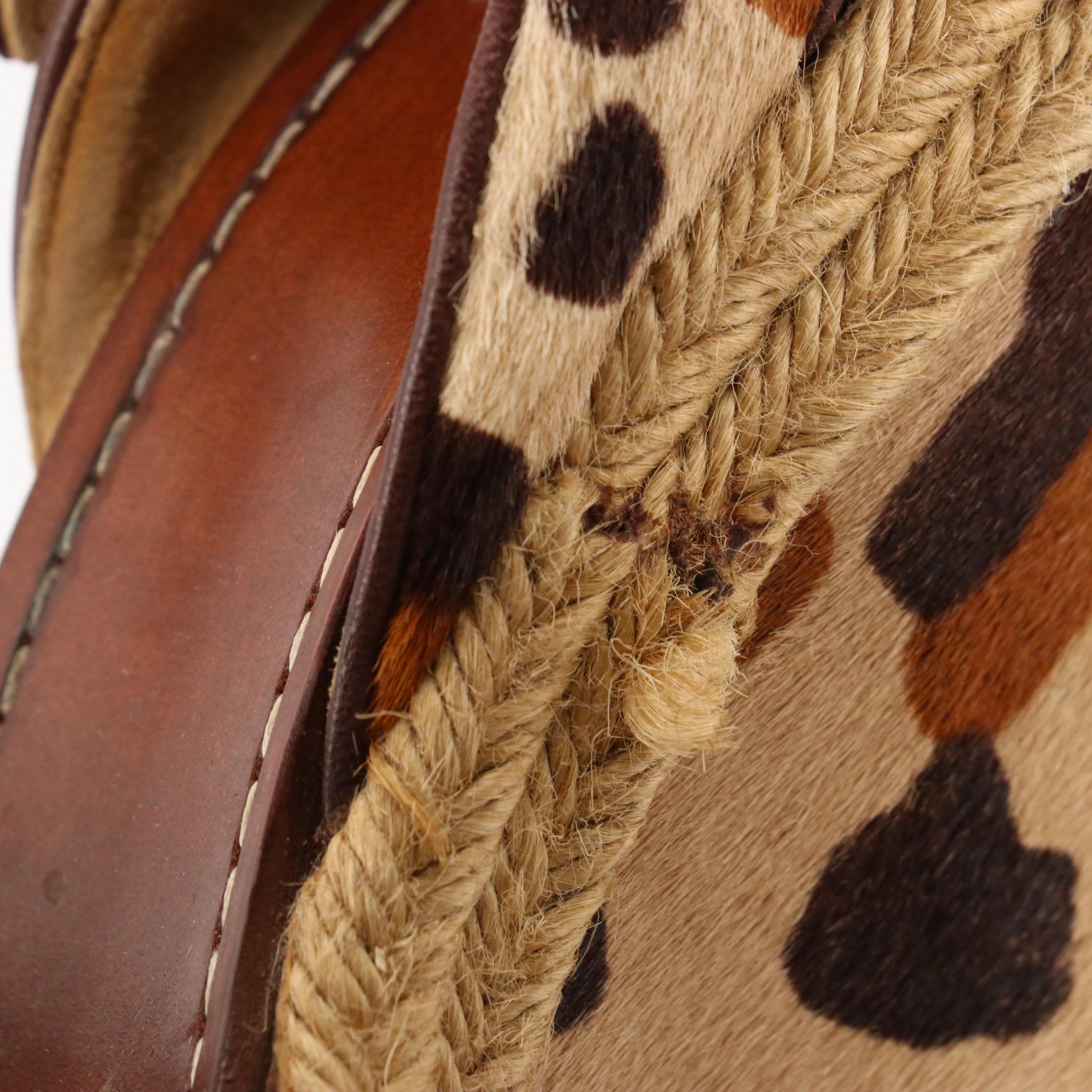 Christian Louboutin Peep-Toe Espadrille Wedges in Leopard Print Pony Hair