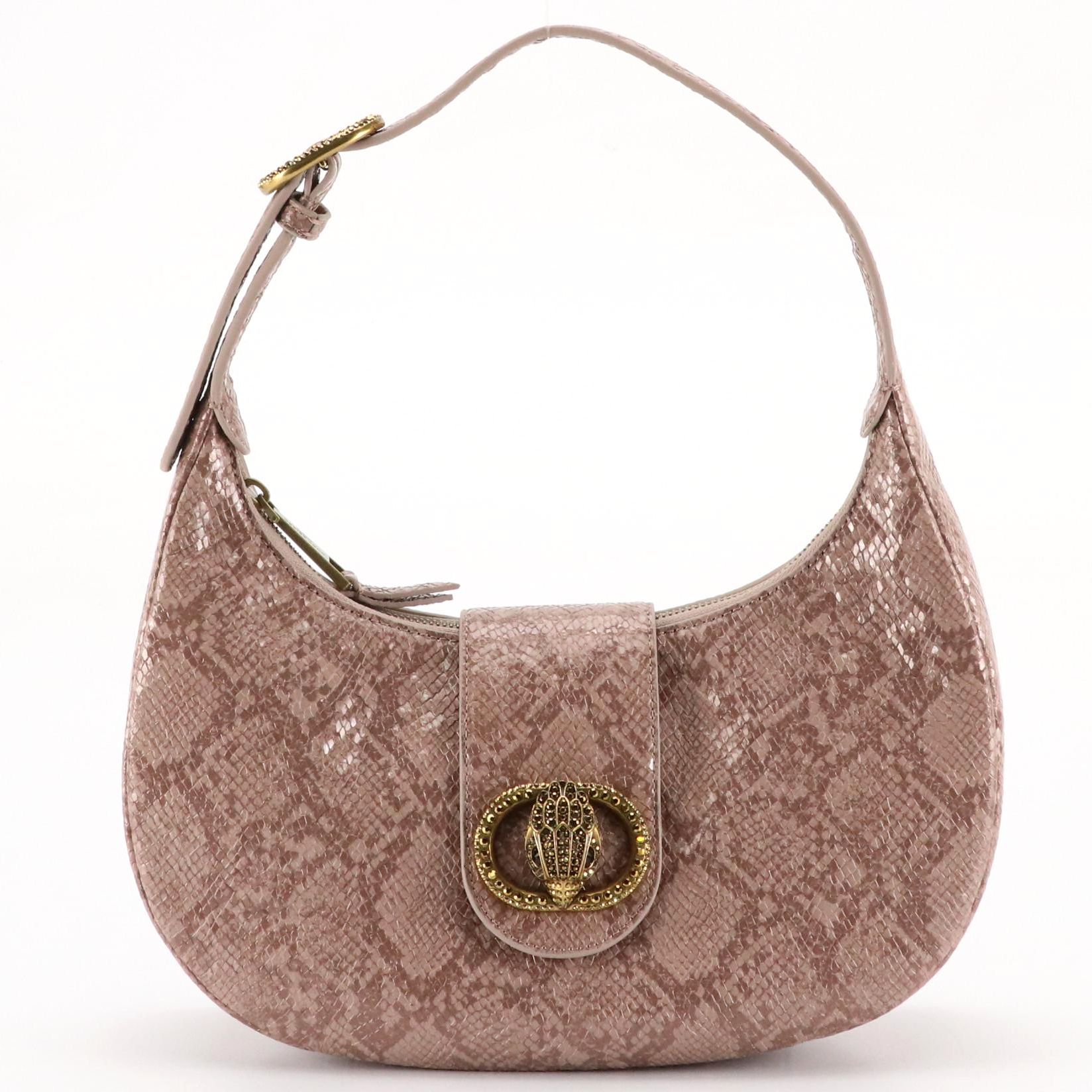 Kurt Geiger Chelsea Hobo Shoulder Bag in Pink Embossed Snakeskin