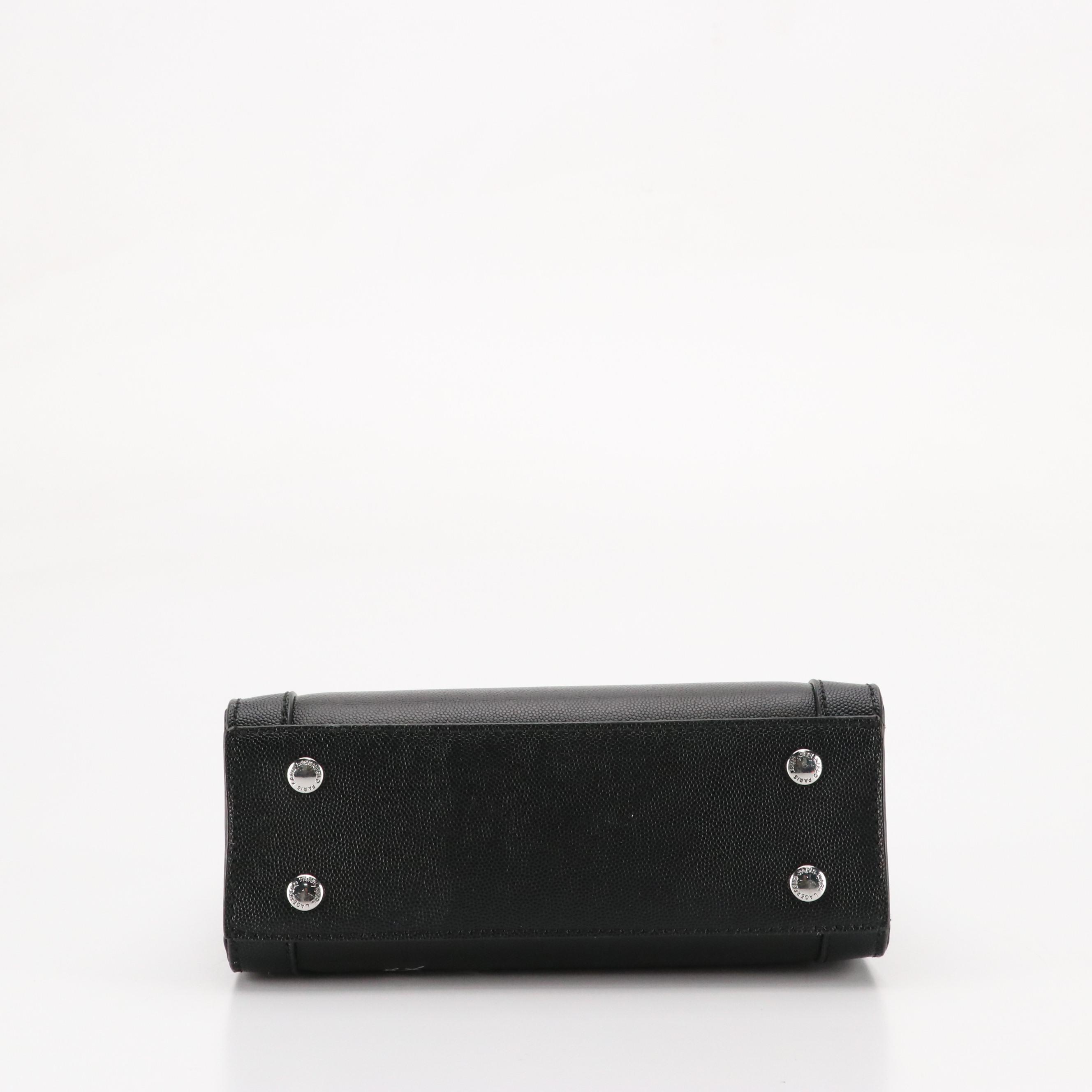 Karl Lagerfeld Paris Nouveau Heart Handle Bag in Black Grained Leather