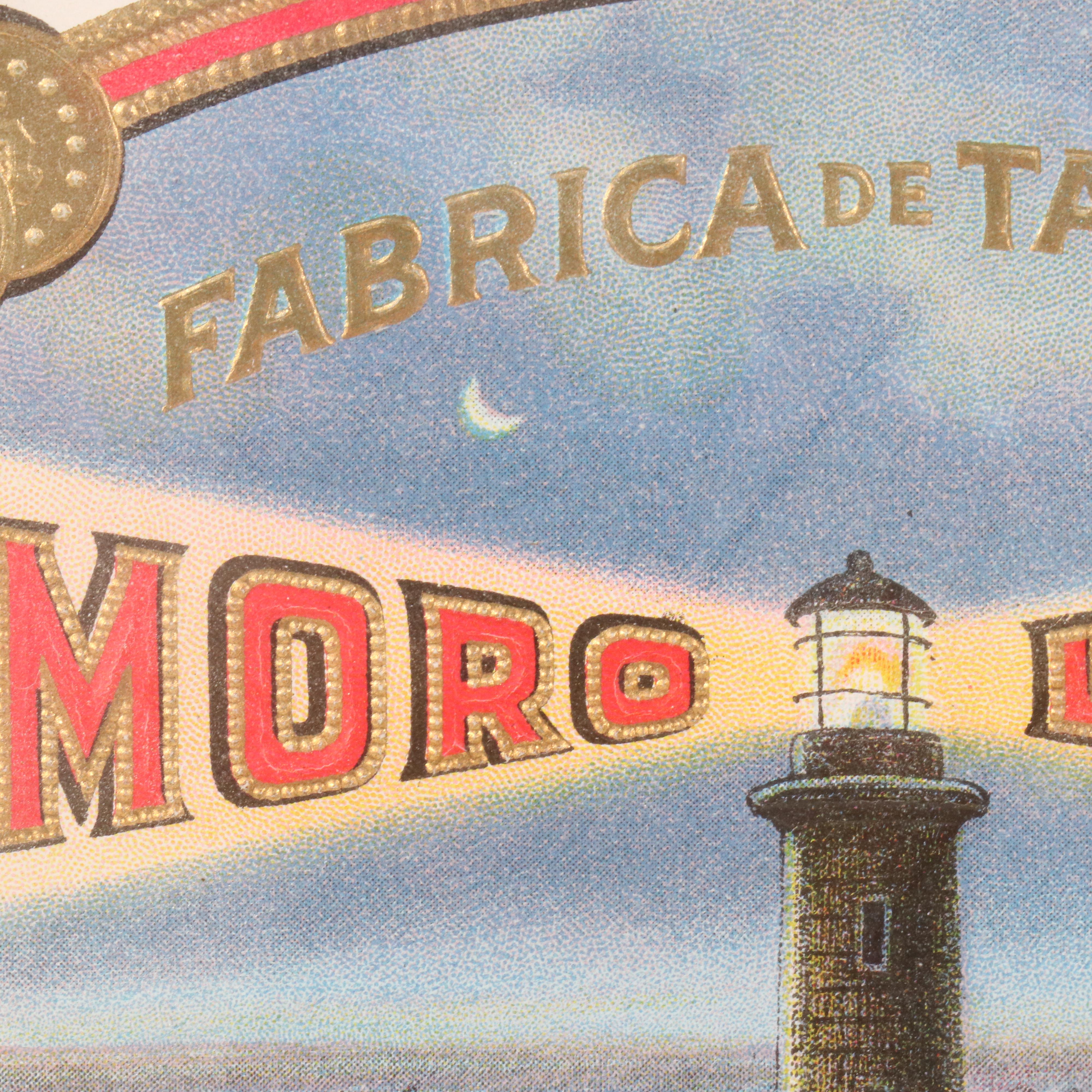 "Moro Light" Tobacco Embossed Chromolithograph Cigar Box Label
