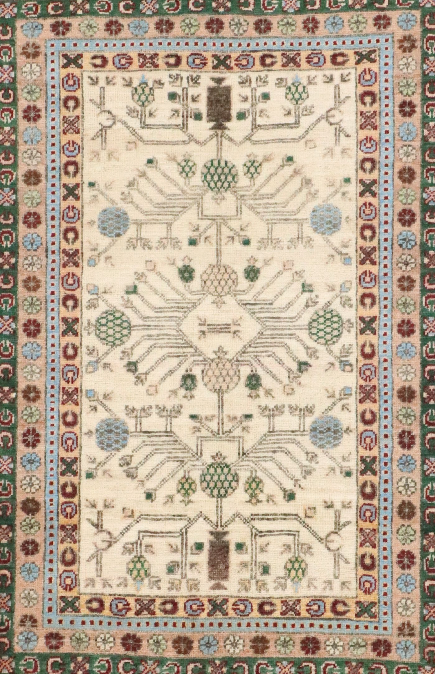 2'8 x 4'1 Hand-Knotted Afghan Khotan Accent Rug