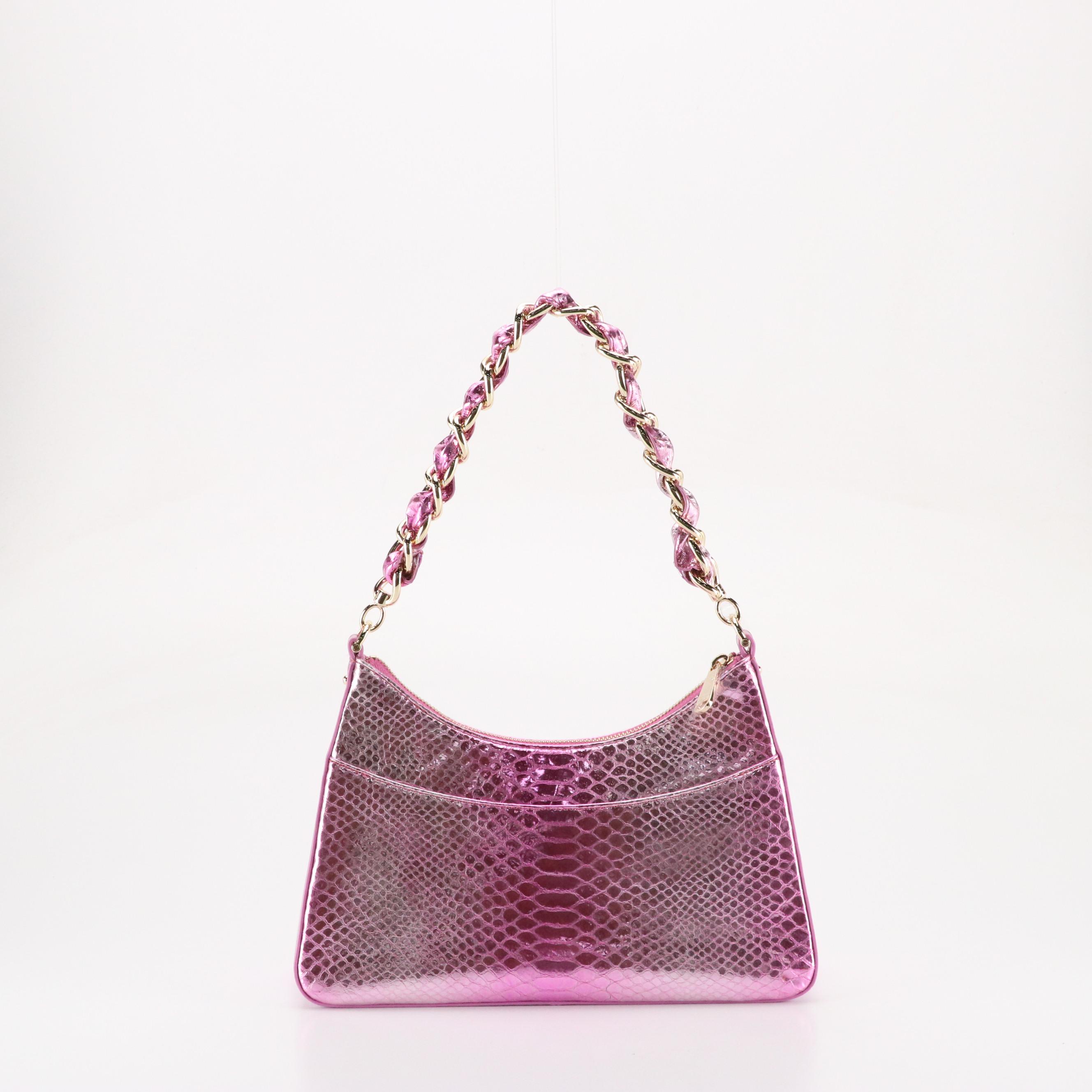 Brahmin Mod Esme Shoulder Bag in "Rose Water Akoni" Metallic Snakeskin Leather