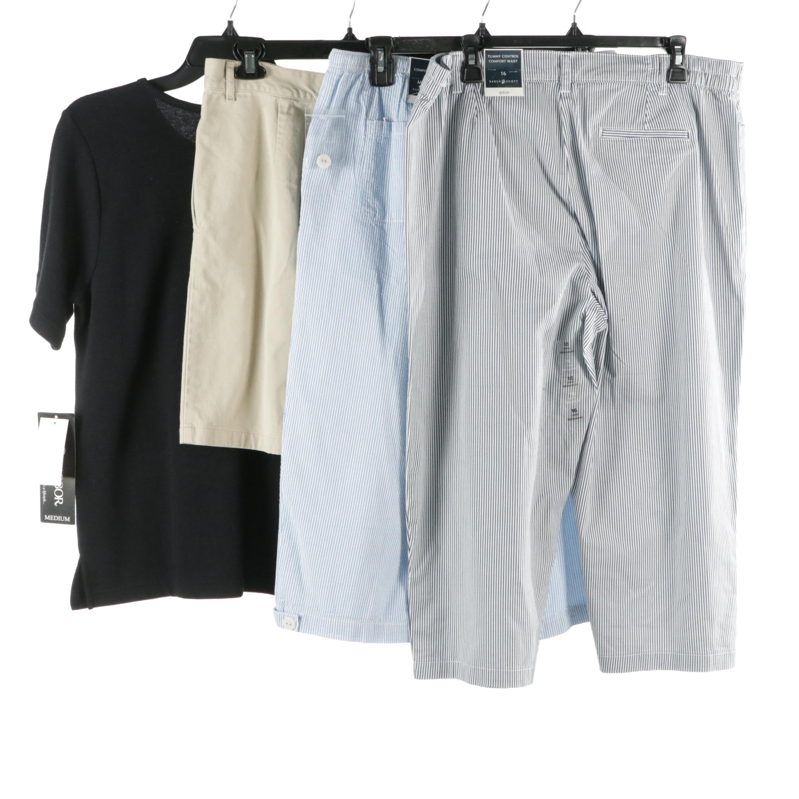 Sag Harbor Short Sleeve Top, Karen Scott Printed Capri Pants & Polo Sport Shorts