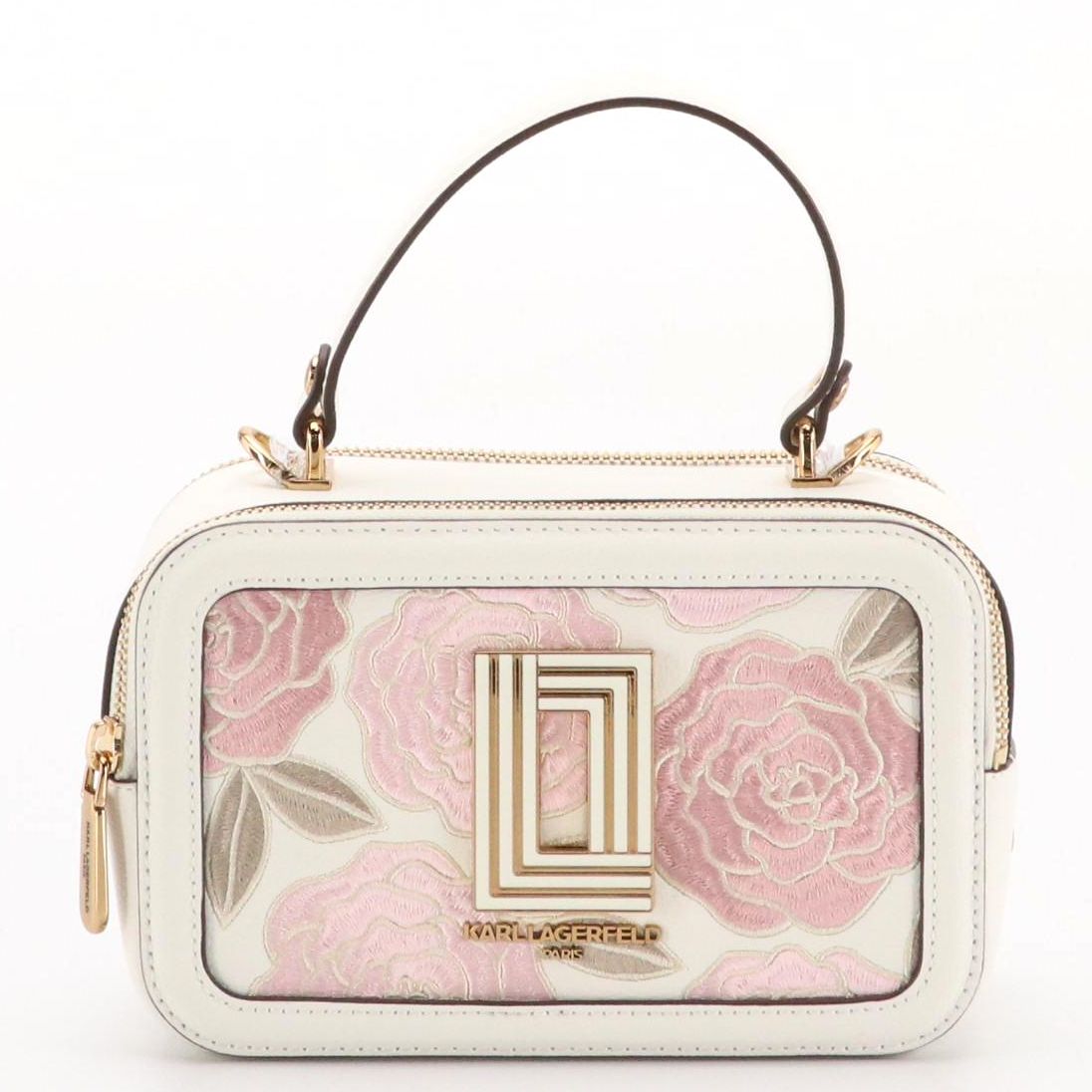 Karl Lagerfeld Paris Simone Top Handle Camera Bag in Floral Embroidered Leather