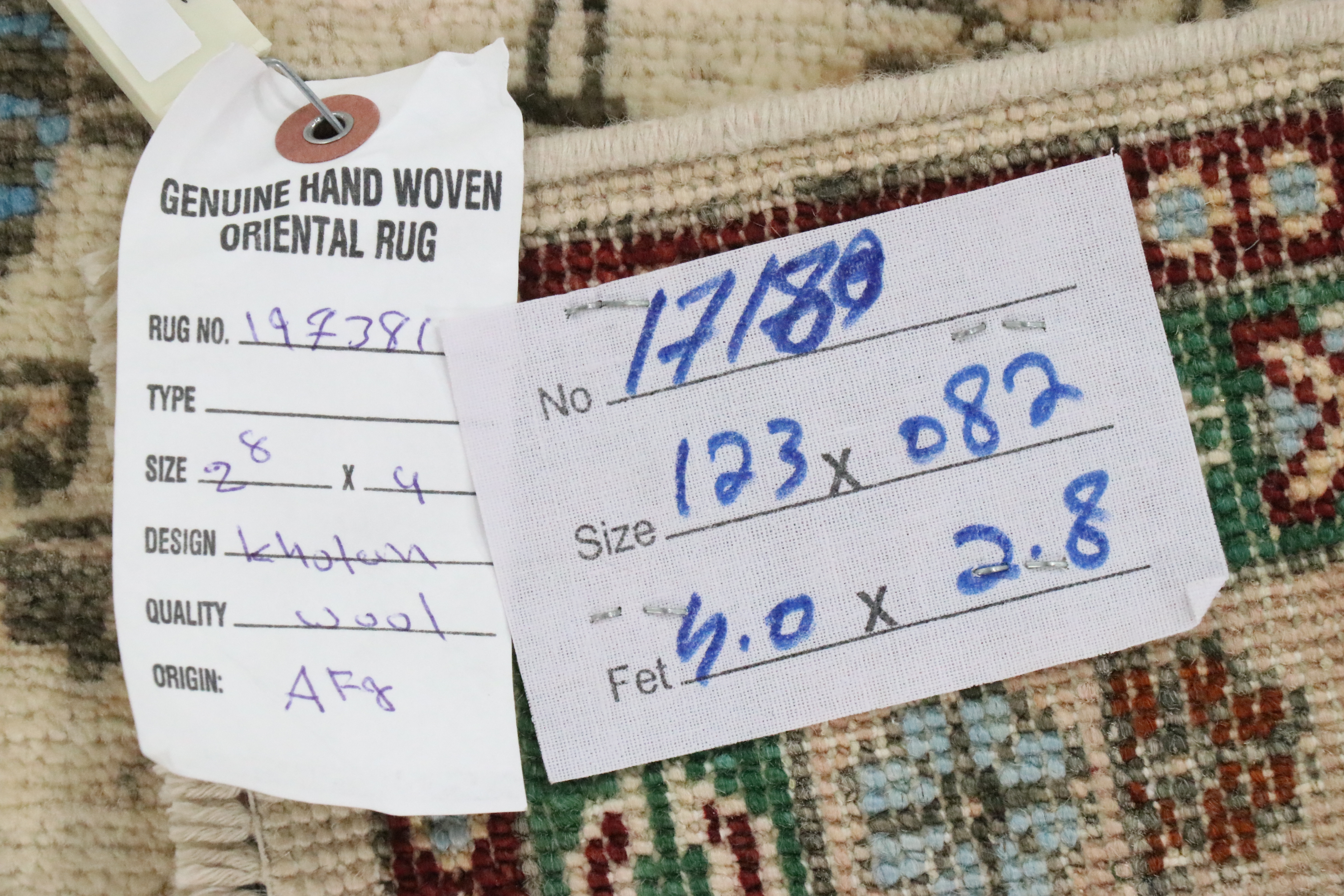 2'8 x 4'1 Hand-Knotted Afghan Khotan Accent Rug