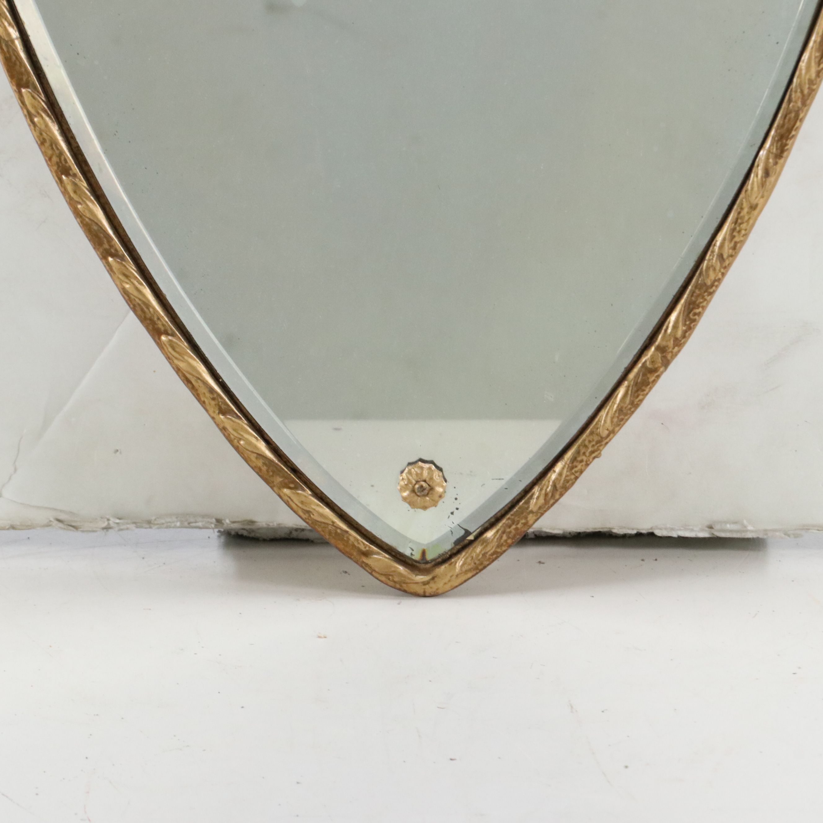 Italian Style Mid-Century Gilt Finished Shield Wall Mirror