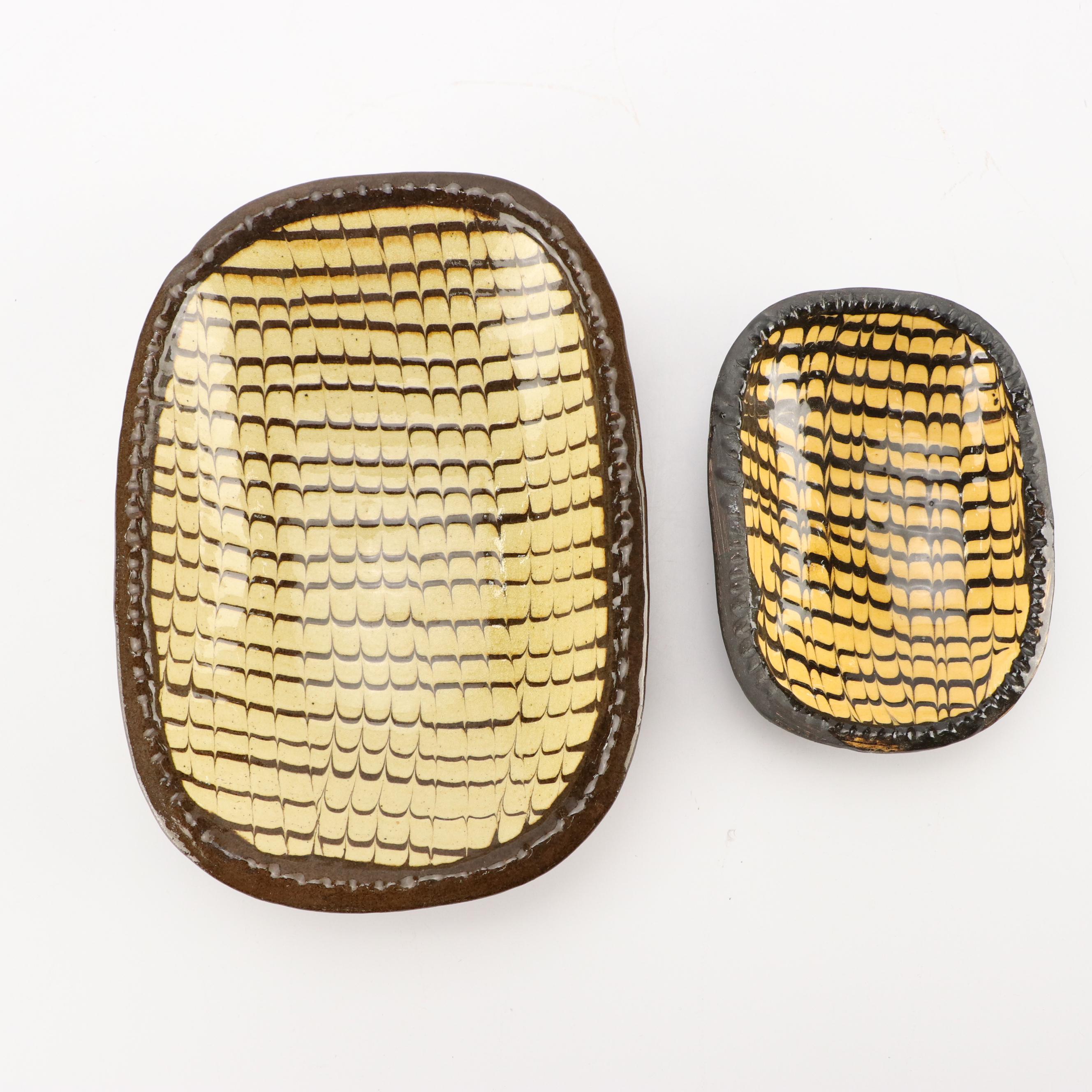 Williamsburg Restoration Ceramic Bowls and Brass Coaster with Other Pewter Spoon