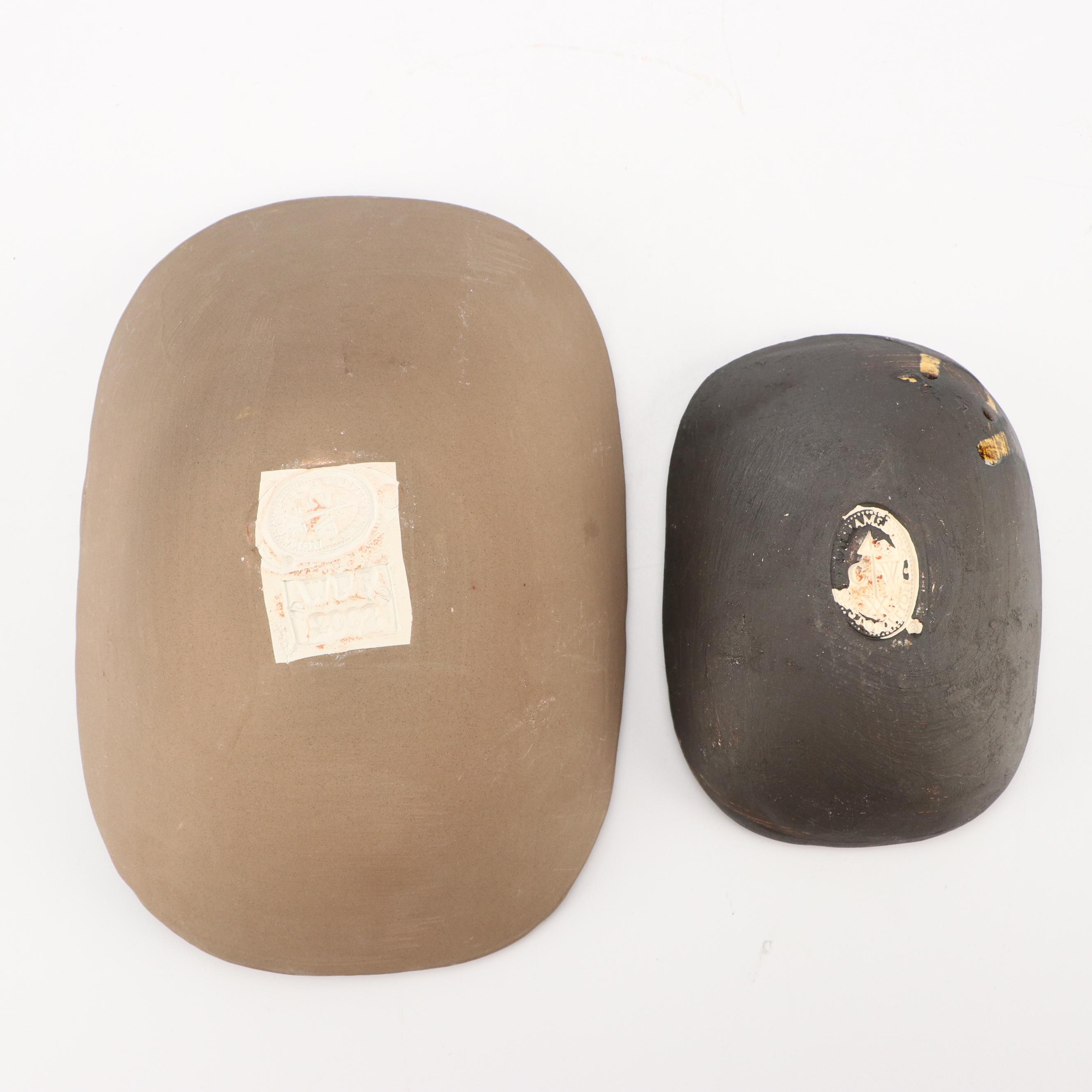 Williamsburg Restoration Ceramic Bowls and Brass Coaster with Other Pewter Spoon