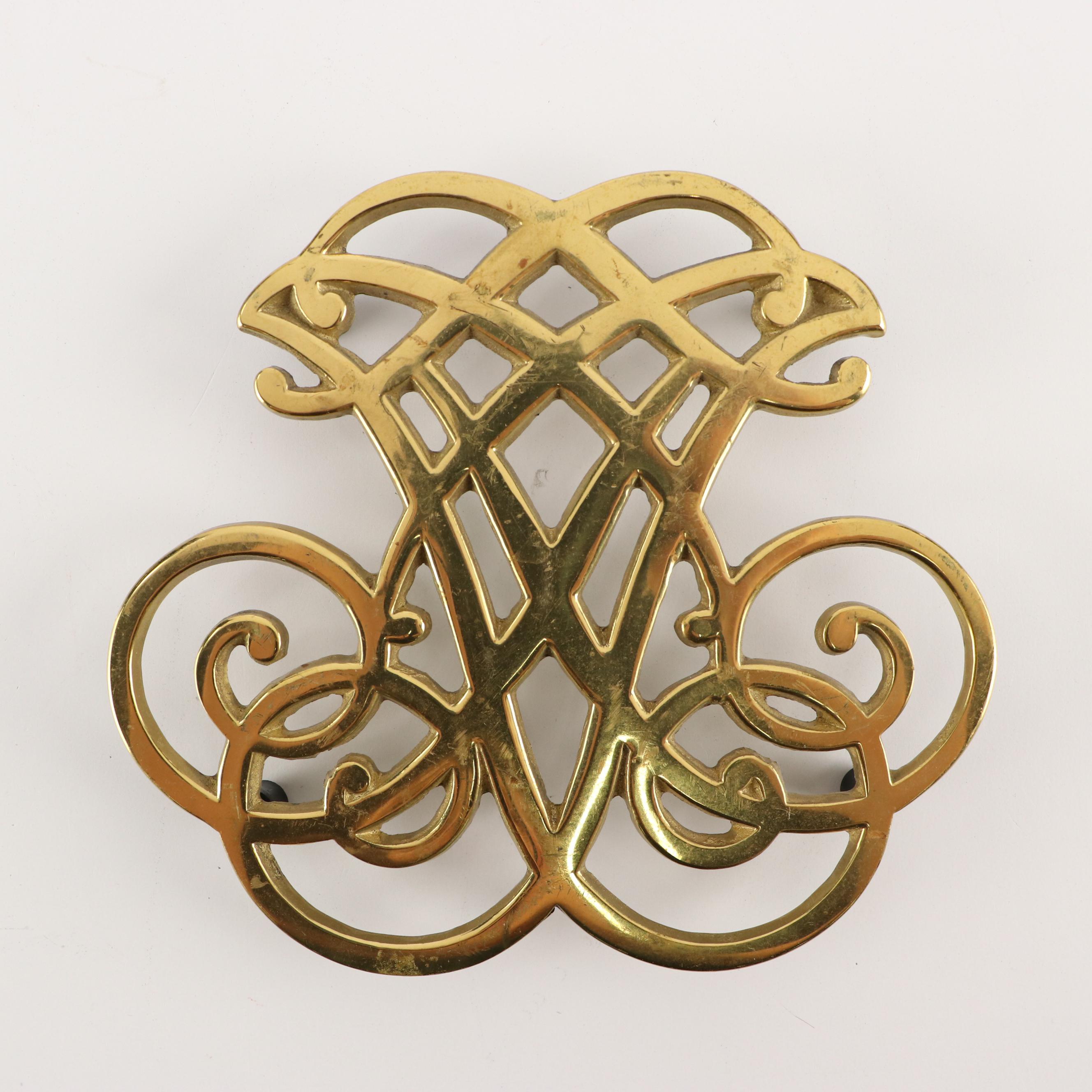 Williamsburg Restoration Ceramic Bowls and Brass Coaster with Other Pewter Spoon