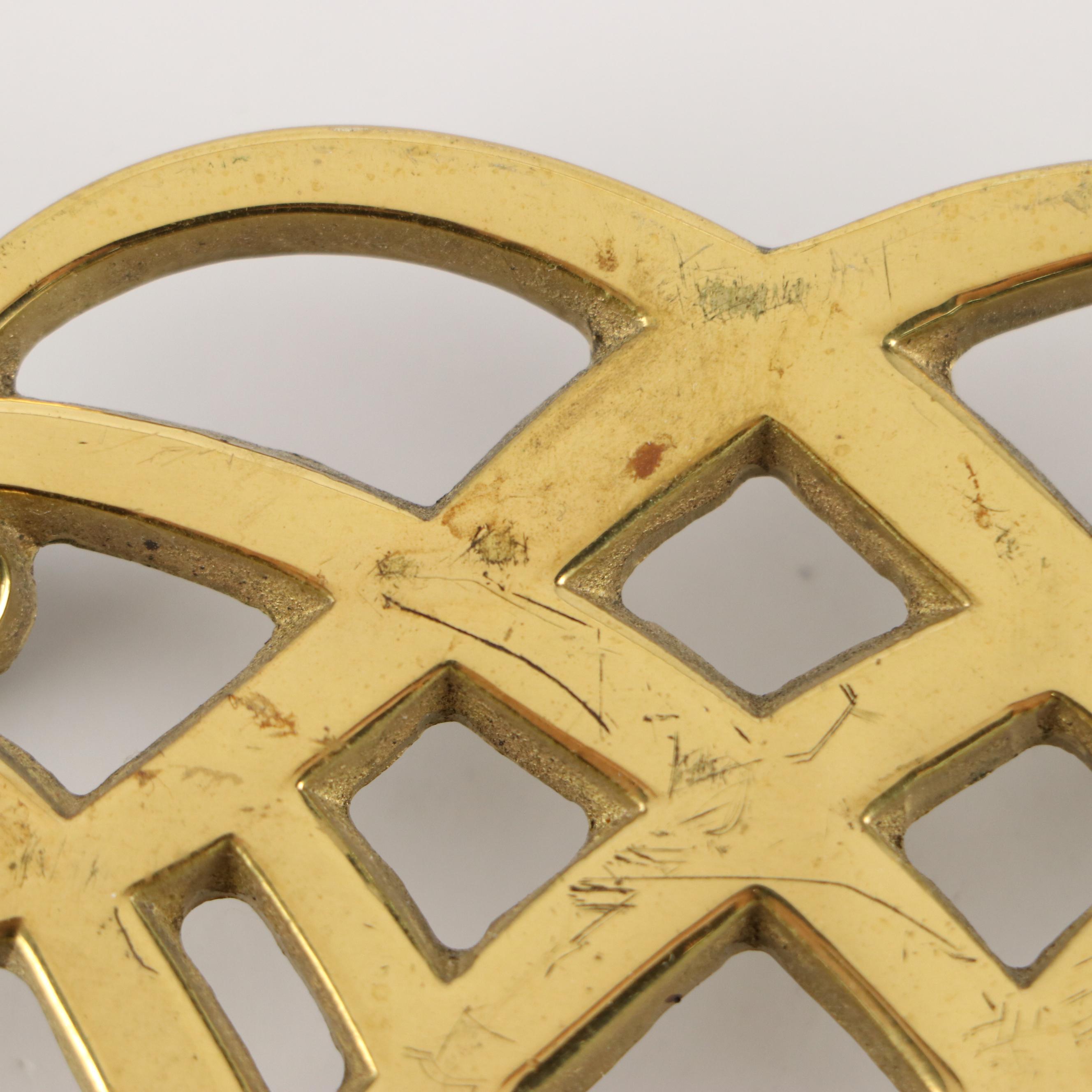 Williamsburg Restoration Ceramic Bowls and Brass Coaster with Other Pewter Spoon