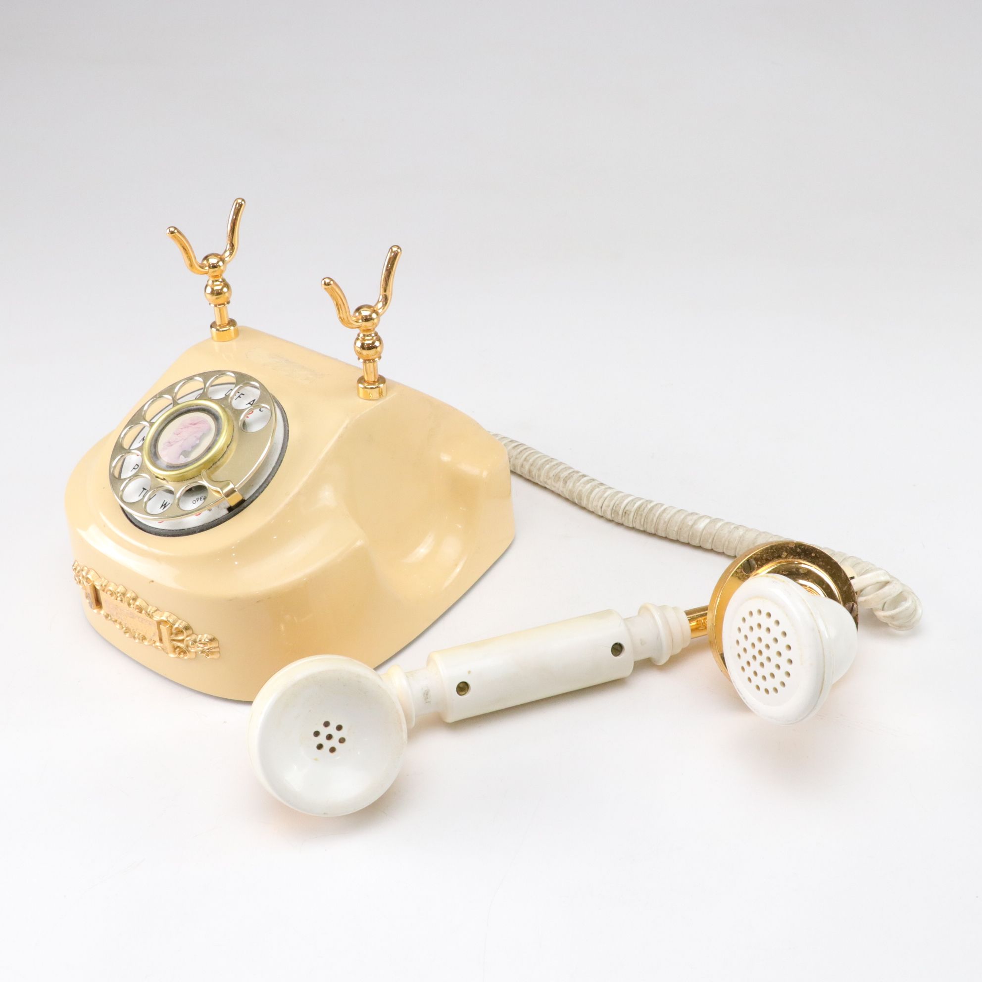 Princess Ivory & Gold Rotary Desk Telephone with Hand-Decorated Teacup and More