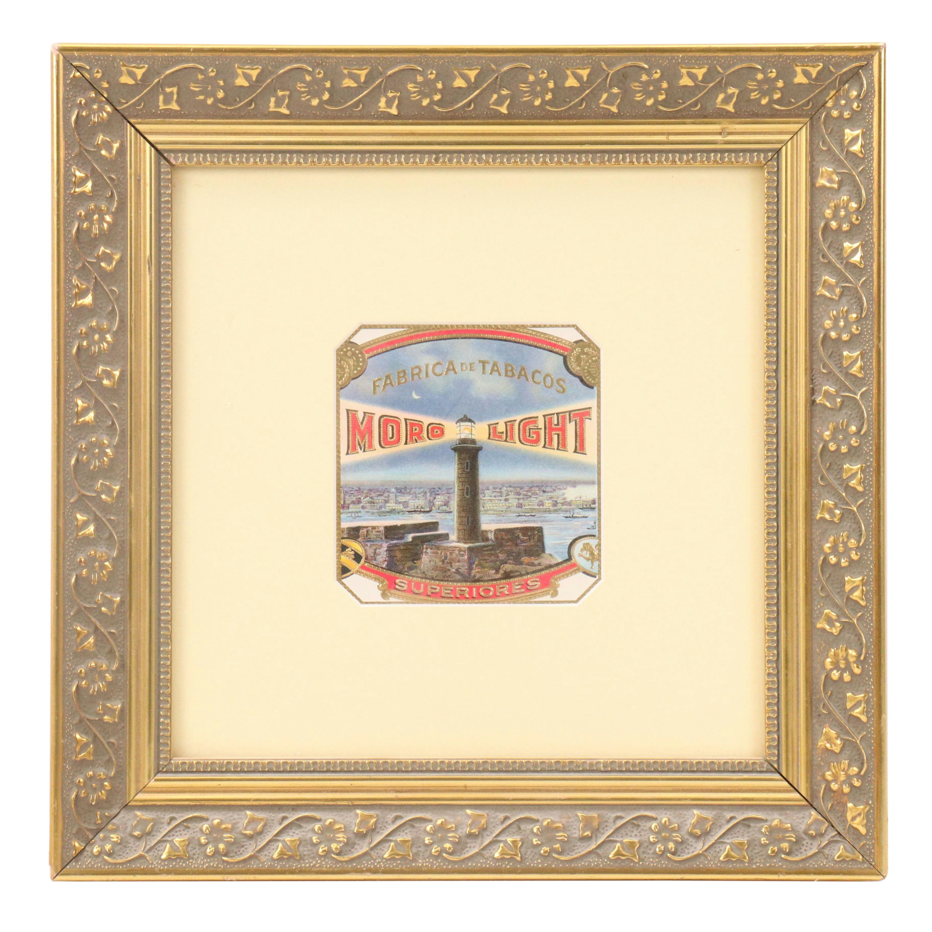 "Moro Light" Tobacco Embossed Chromolithograph Cigar Box Label