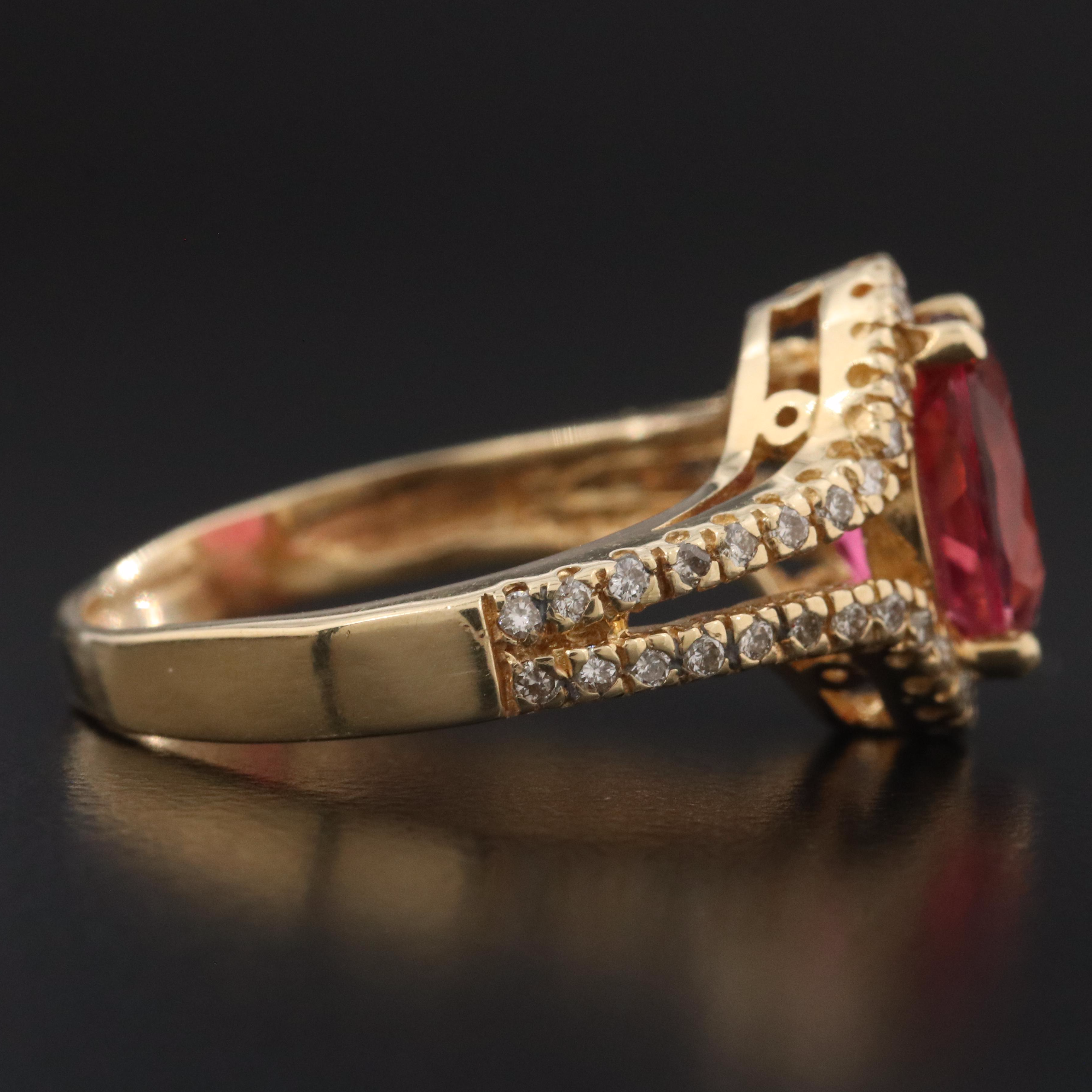14K Pink Tourmaline and Diamond Ring