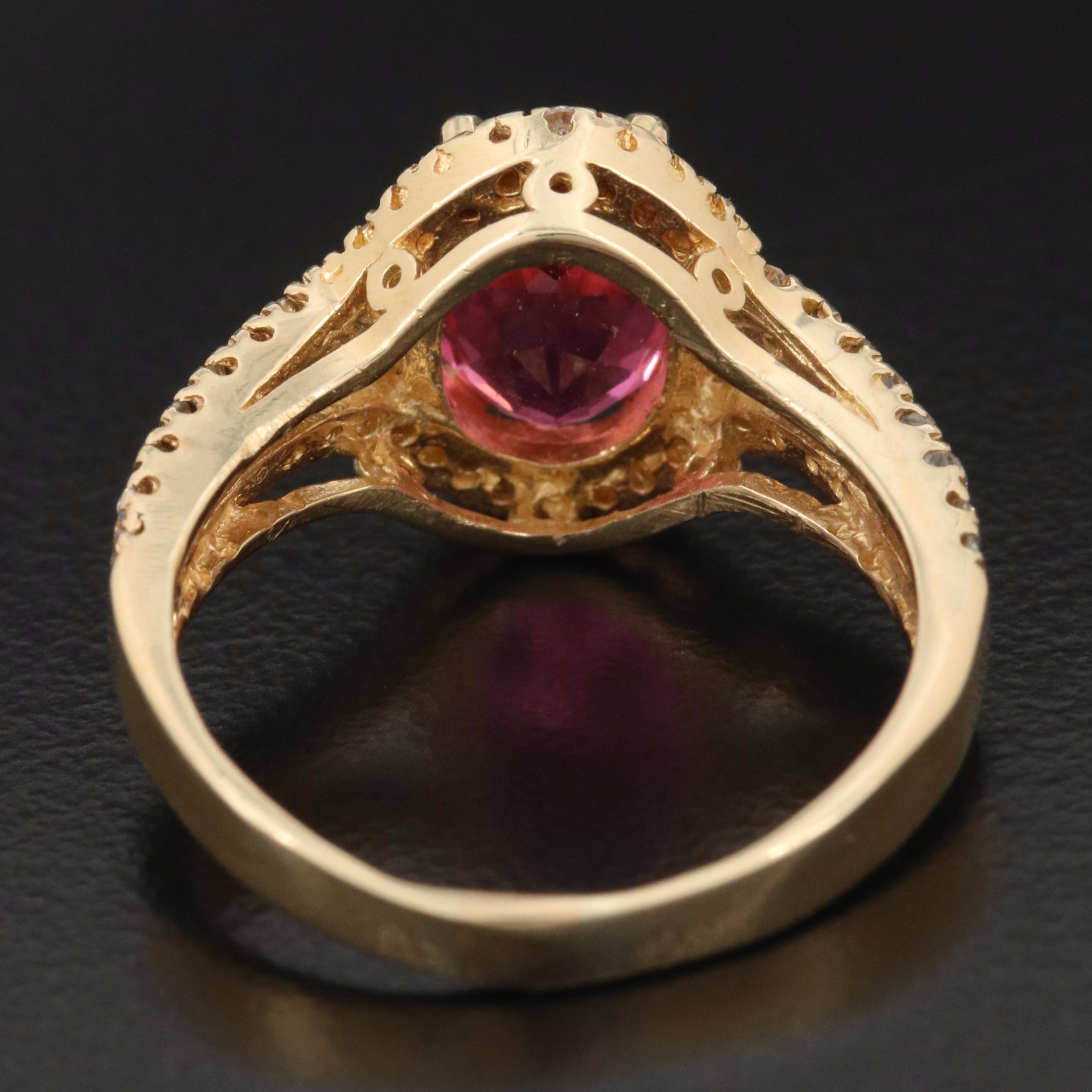 14K Pink Tourmaline and Diamond Ring