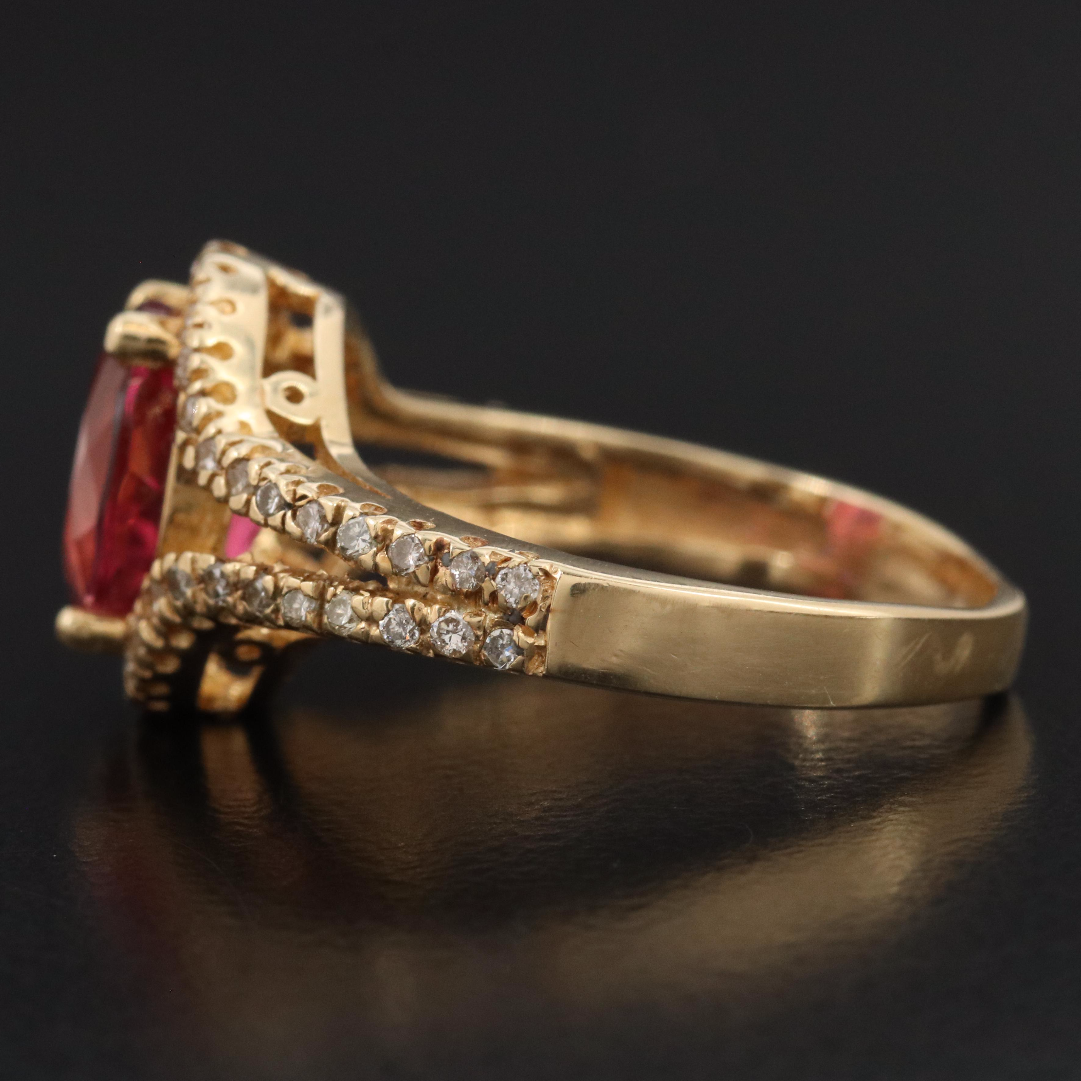 14K Pink Tourmaline and Diamond Ring