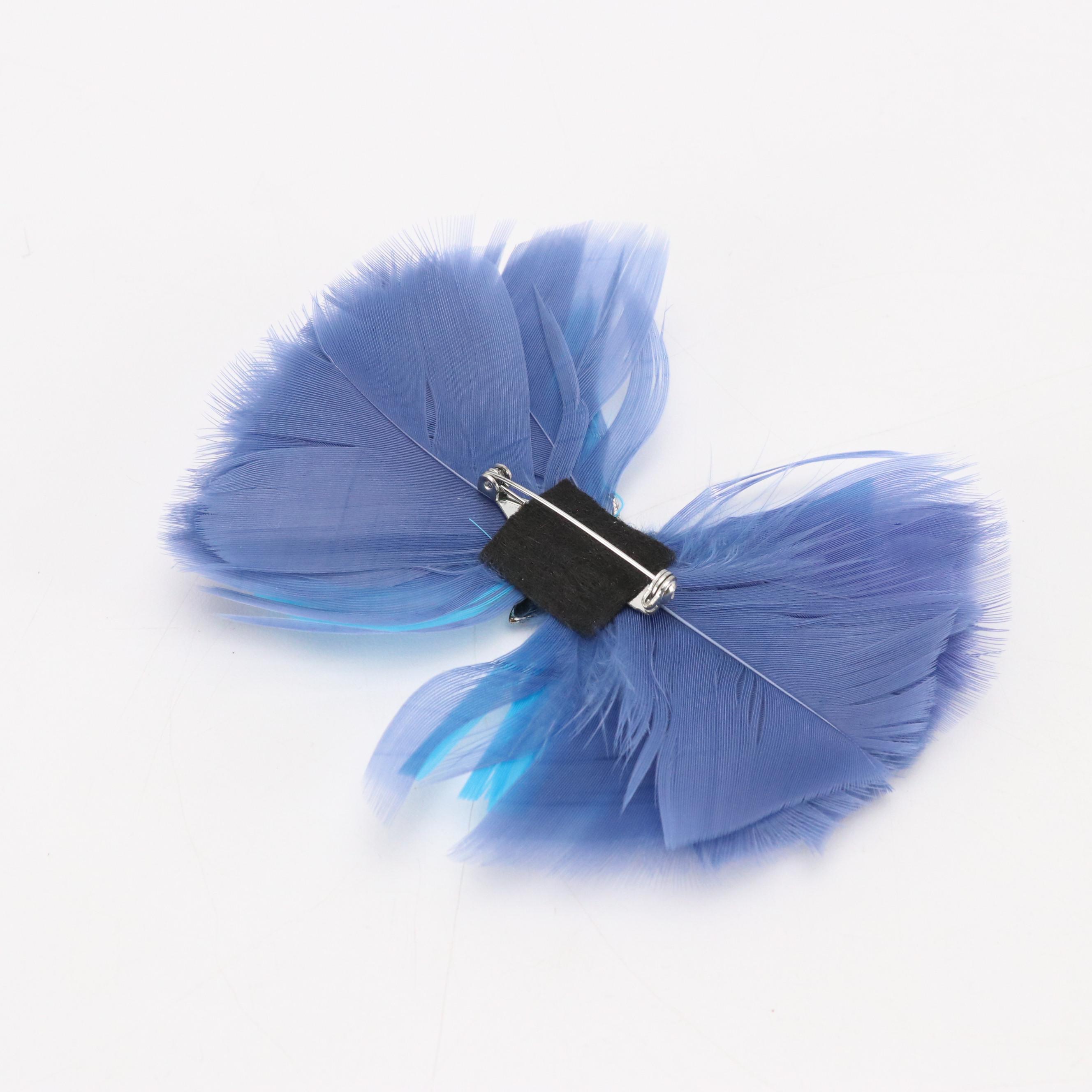 Chico's Feather and Fabric Brooch Pins with Crystal Accents