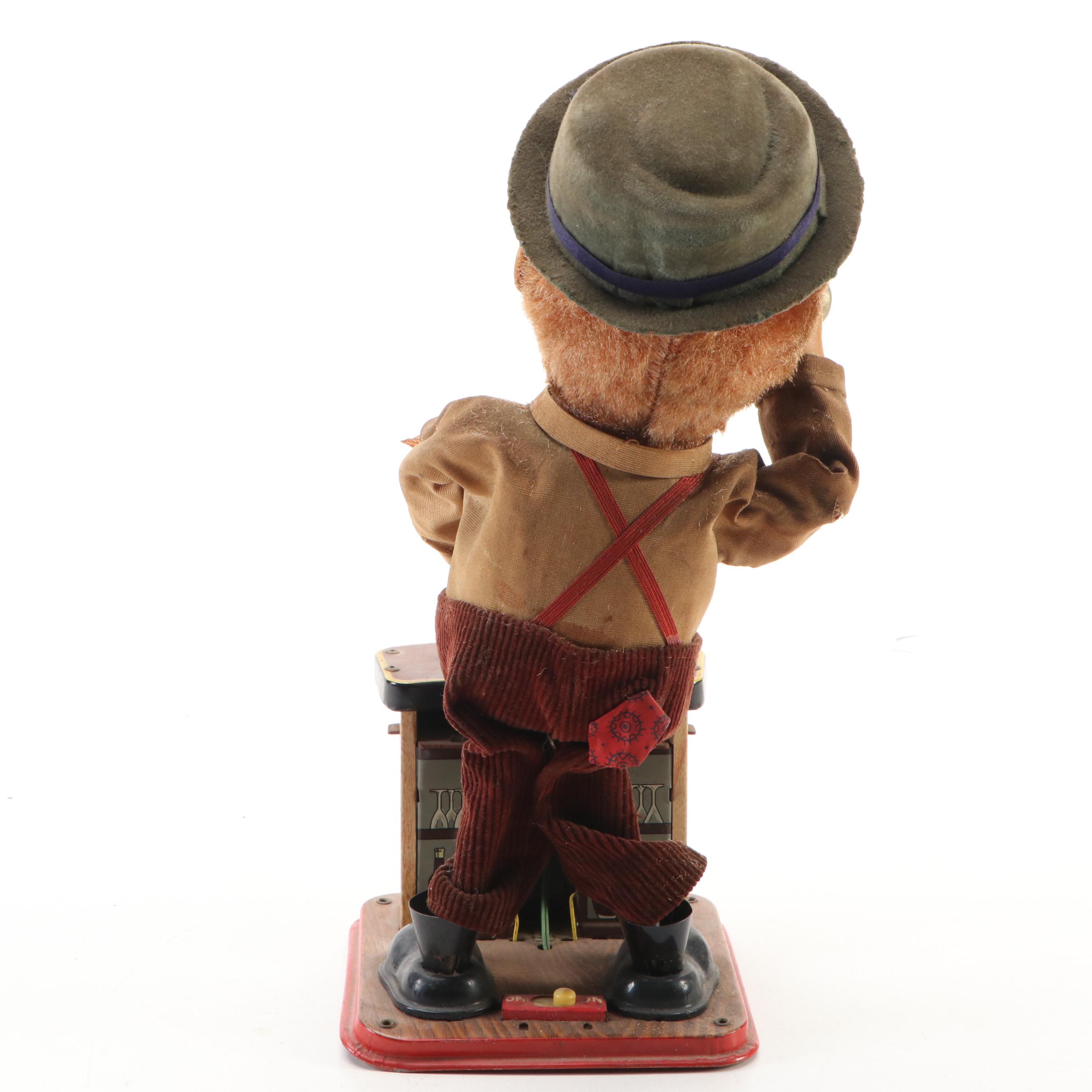 Rosko "Charley Weaver Bartender" Battery Operated Figurine, Mid to Late 20th C.