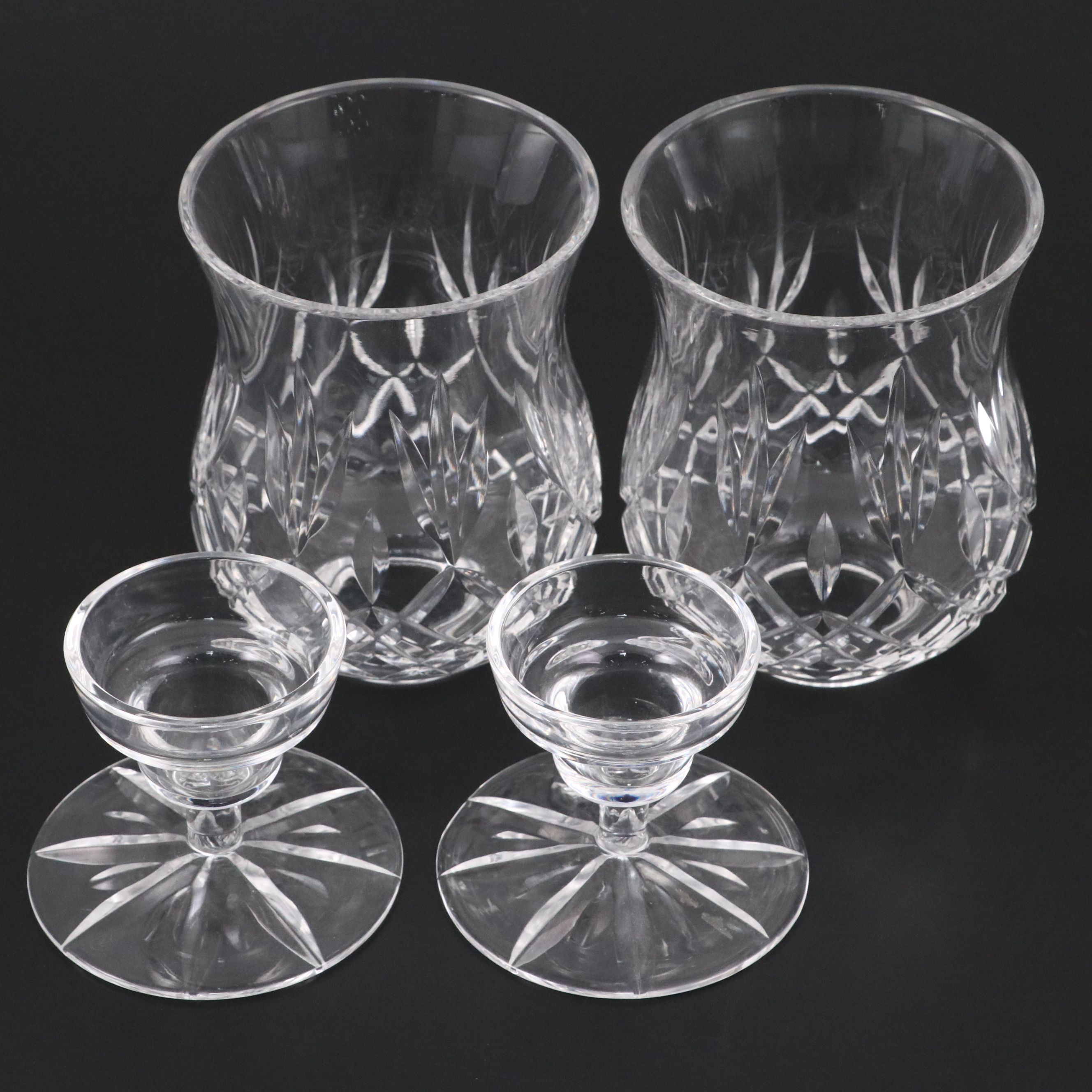 Galway Crystal Mug with Glass Hurricane Candle Holders