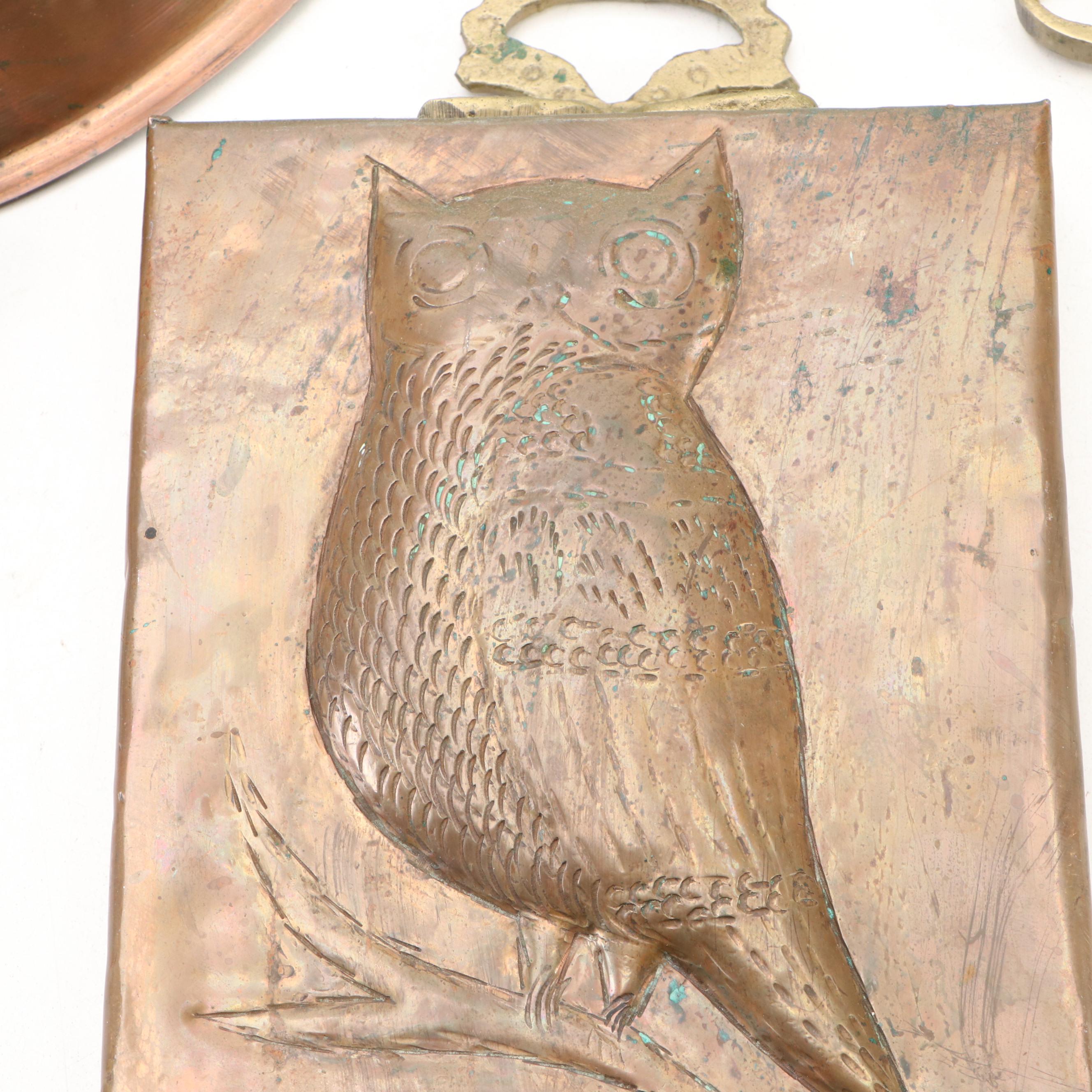 Owl and Rooster Tin Lined Copper Baking Molds