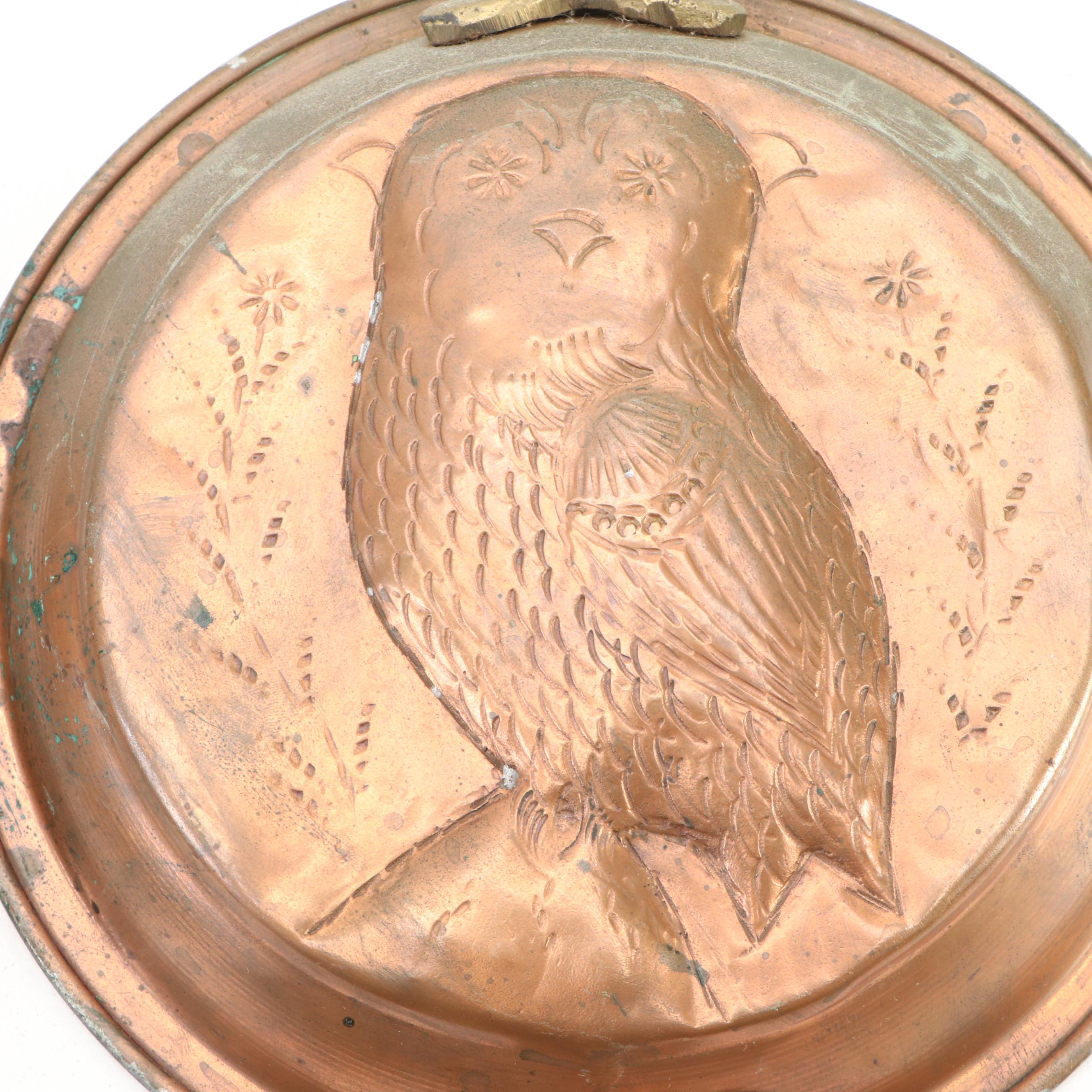Owl and Rooster Tin Lined Copper Baking Molds