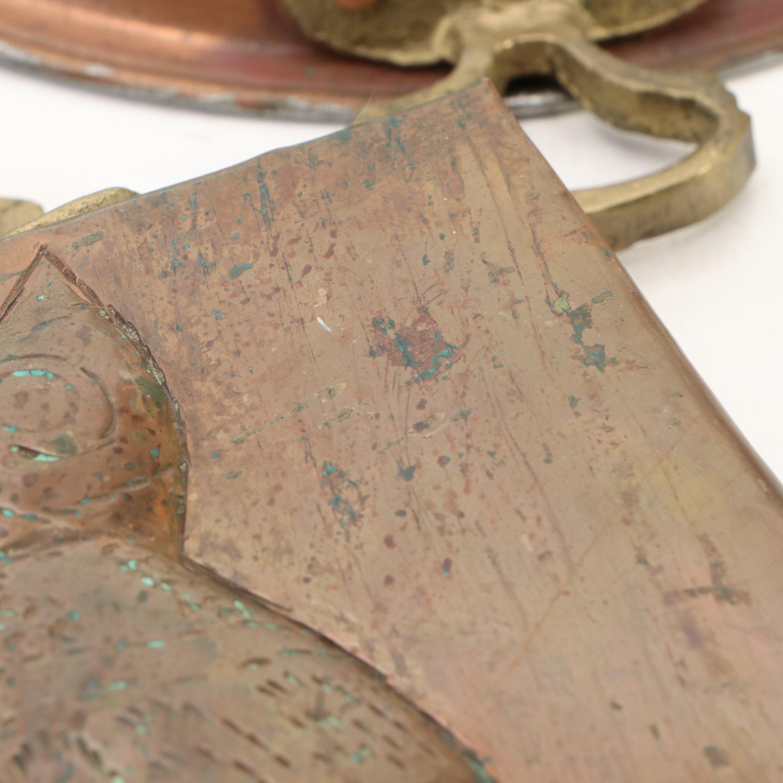 Owl and Rooster Tin Lined Copper Baking Molds