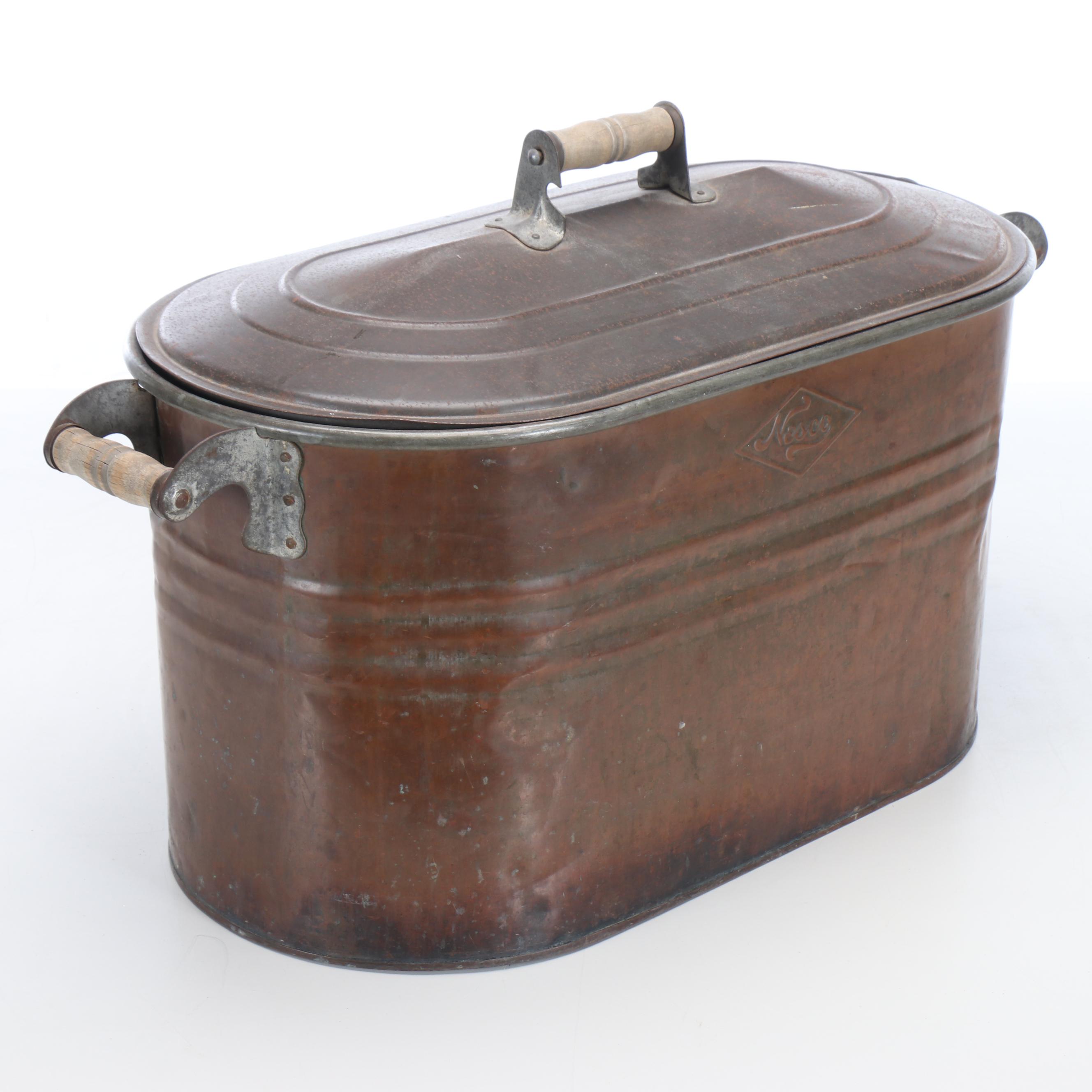 Nesco Copper Lidded Boiler Wash Tub, Early 20th Century