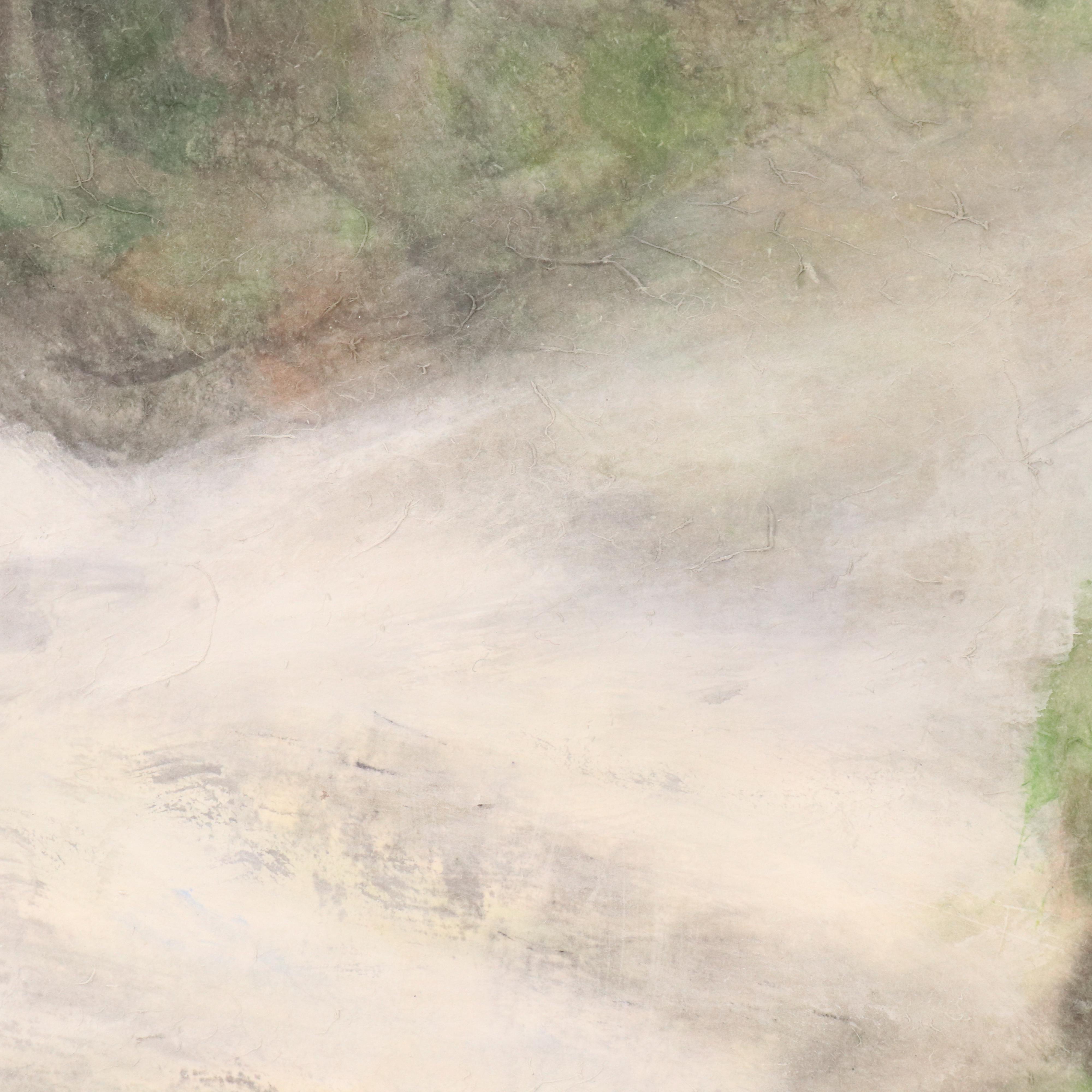 Japanese Watercolor Painting of Landscape with Waterfall