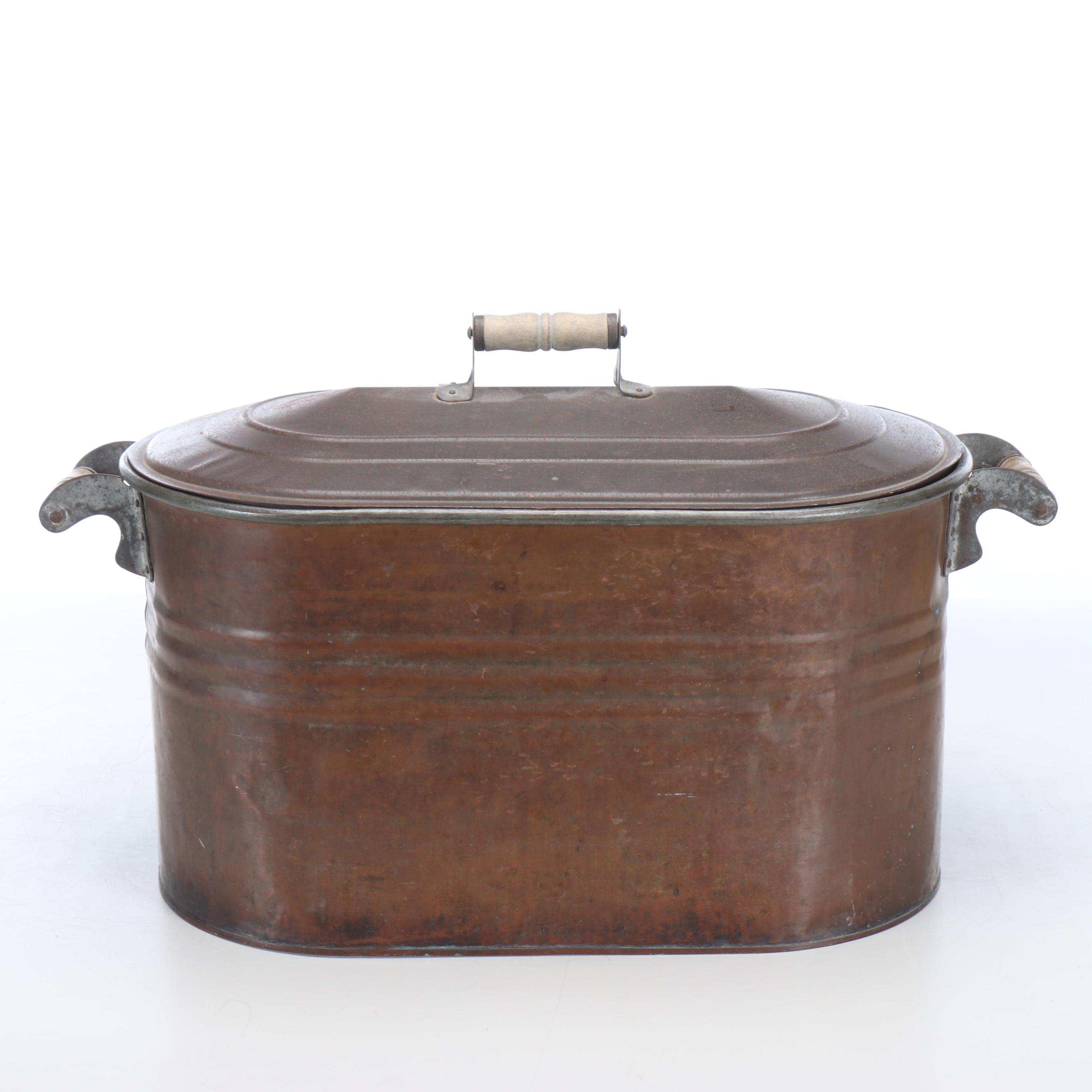 Nesco Copper Lidded Boiler Wash Tub, Early 20th Century