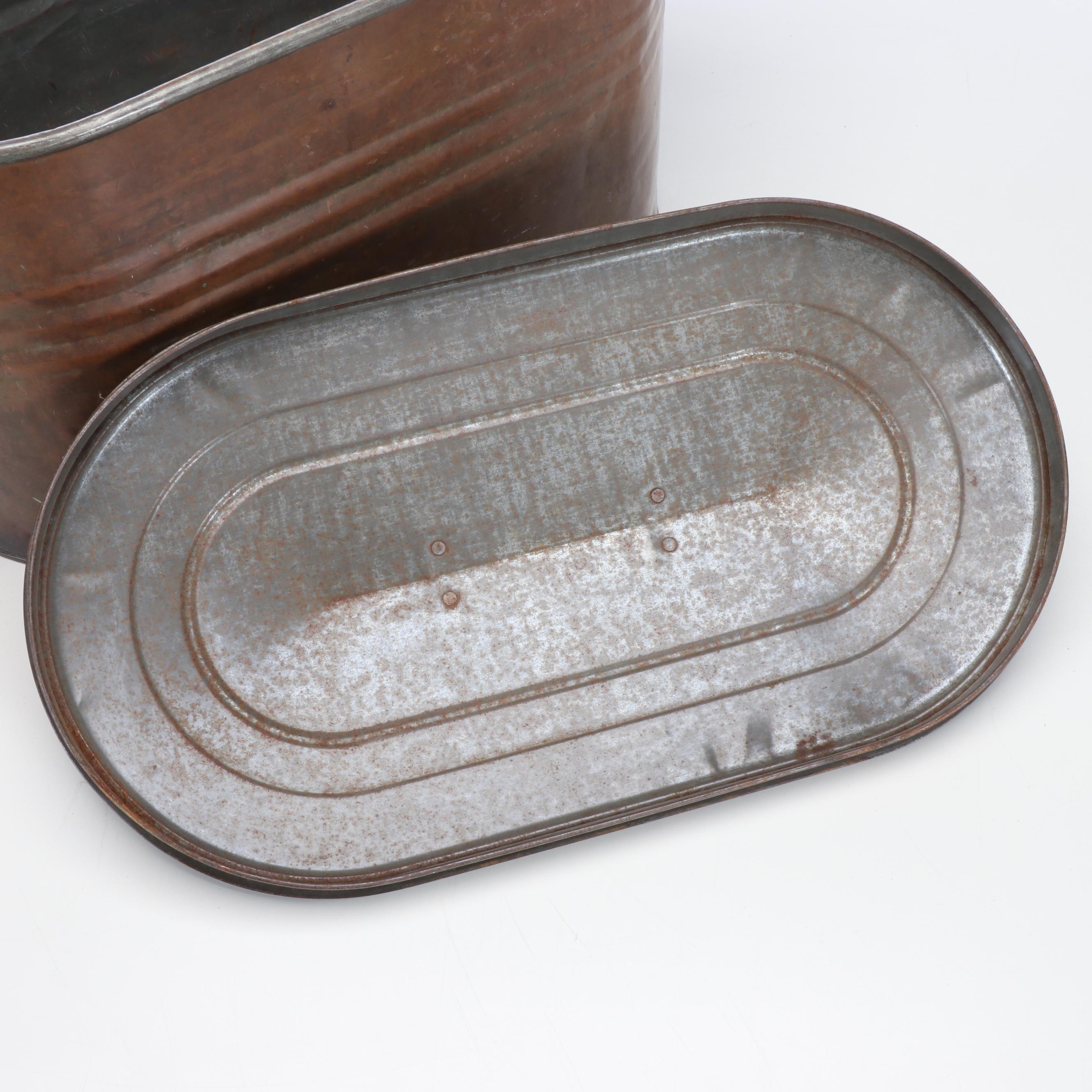 Nesco Copper Lidded Boiler Wash Tub, Early 20th Century