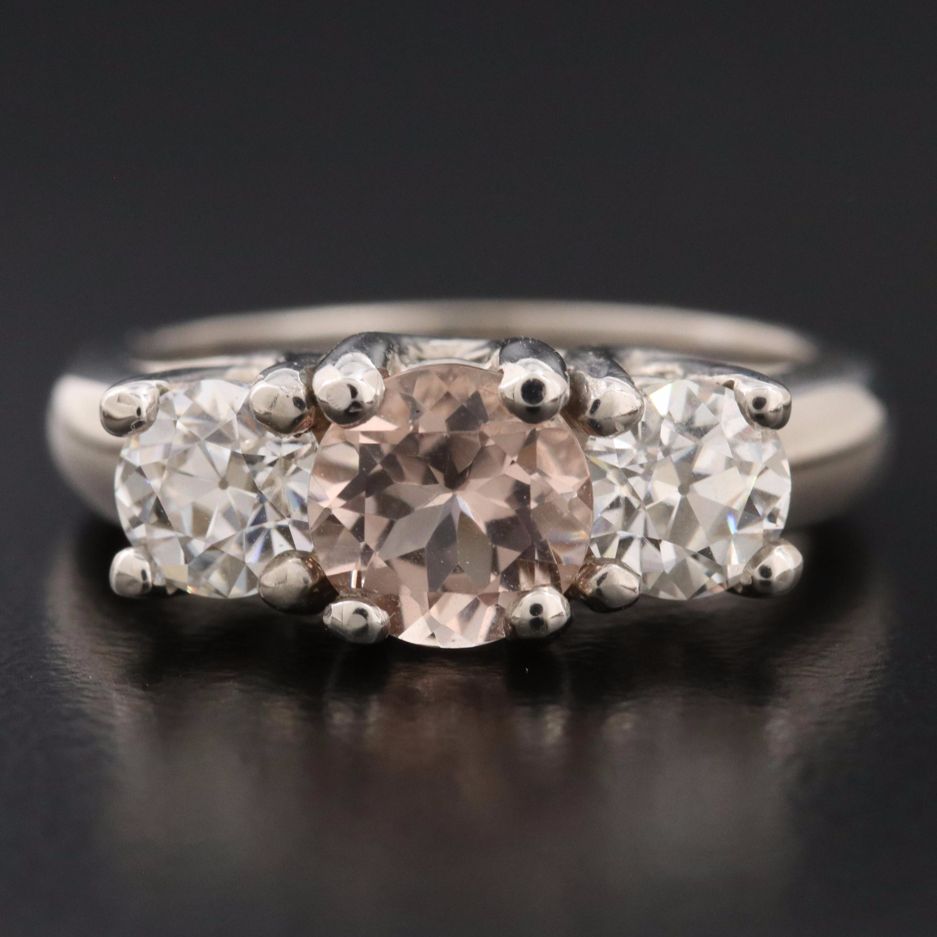 14K Morganite and Moissanite Ring