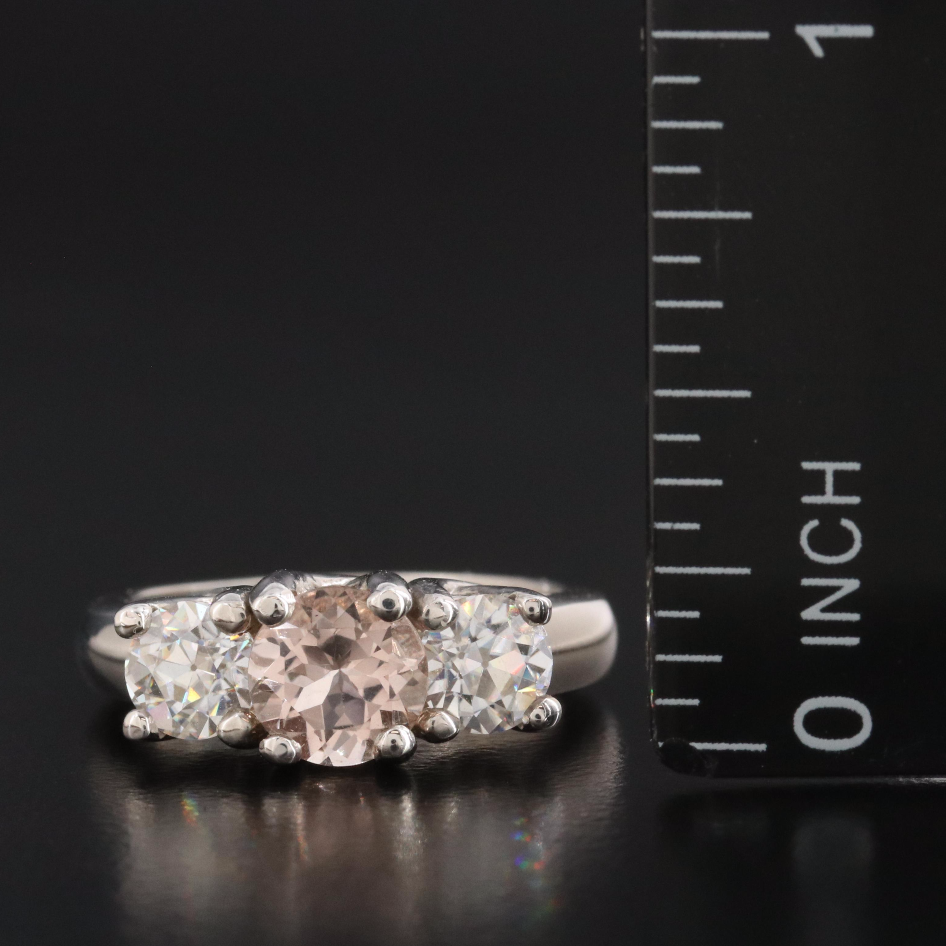 14K Morganite and Moissanite Ring
