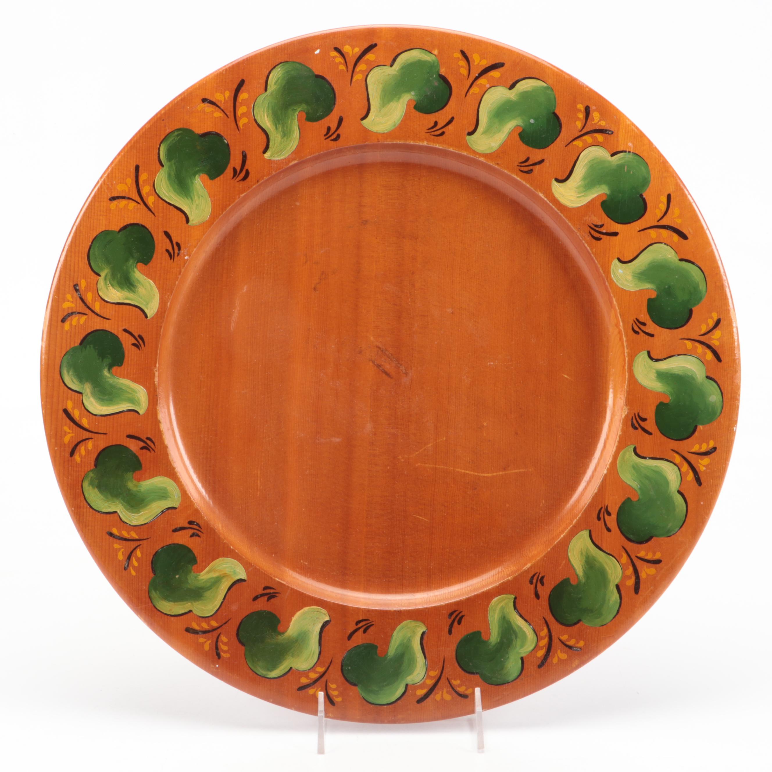 Posey Folk Art Painted Tray with Basket and Other Kitchen Accessories