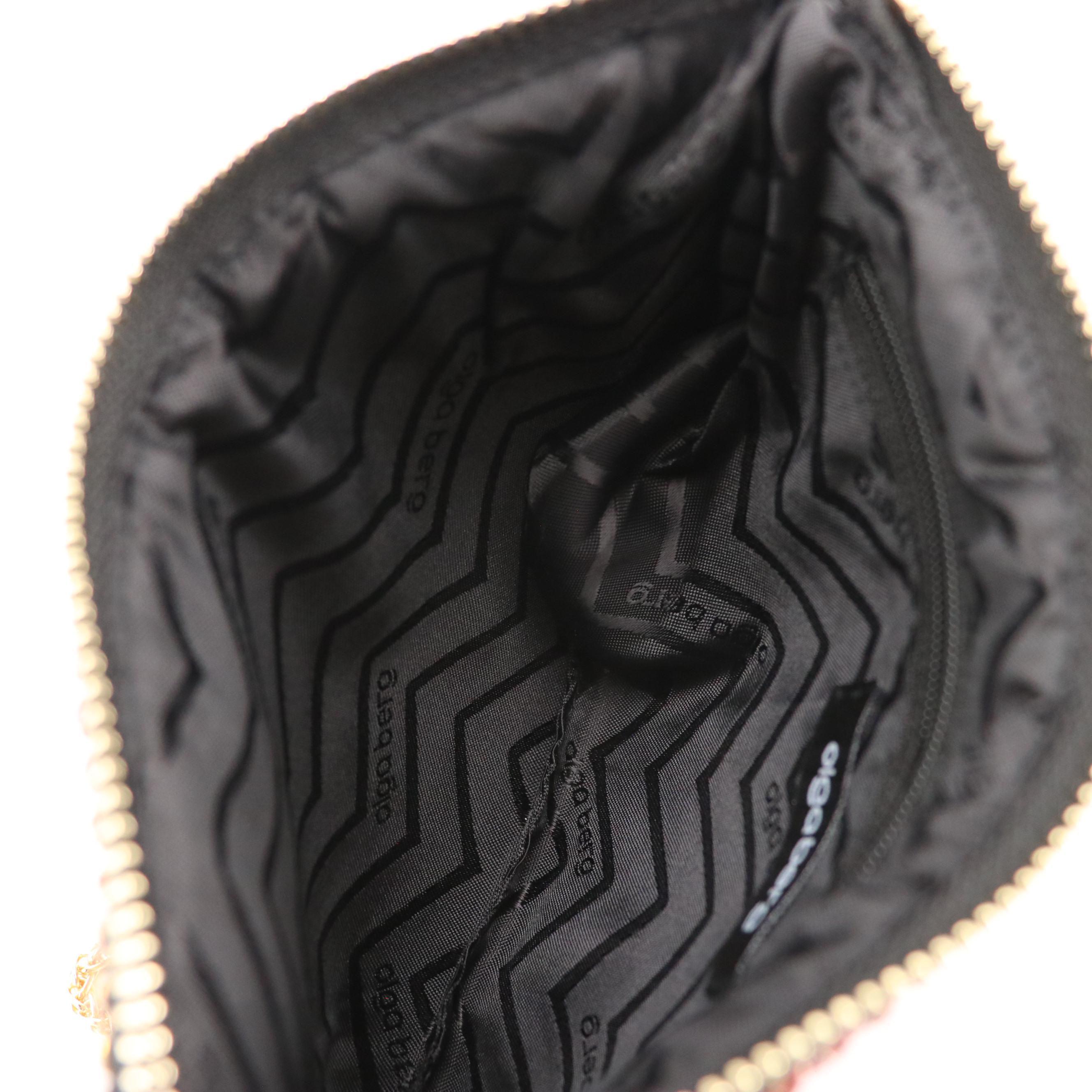 Zac Posen Top Zip Shoulder Bag in Green Leather & Olga Berg Glass Stone Clutch