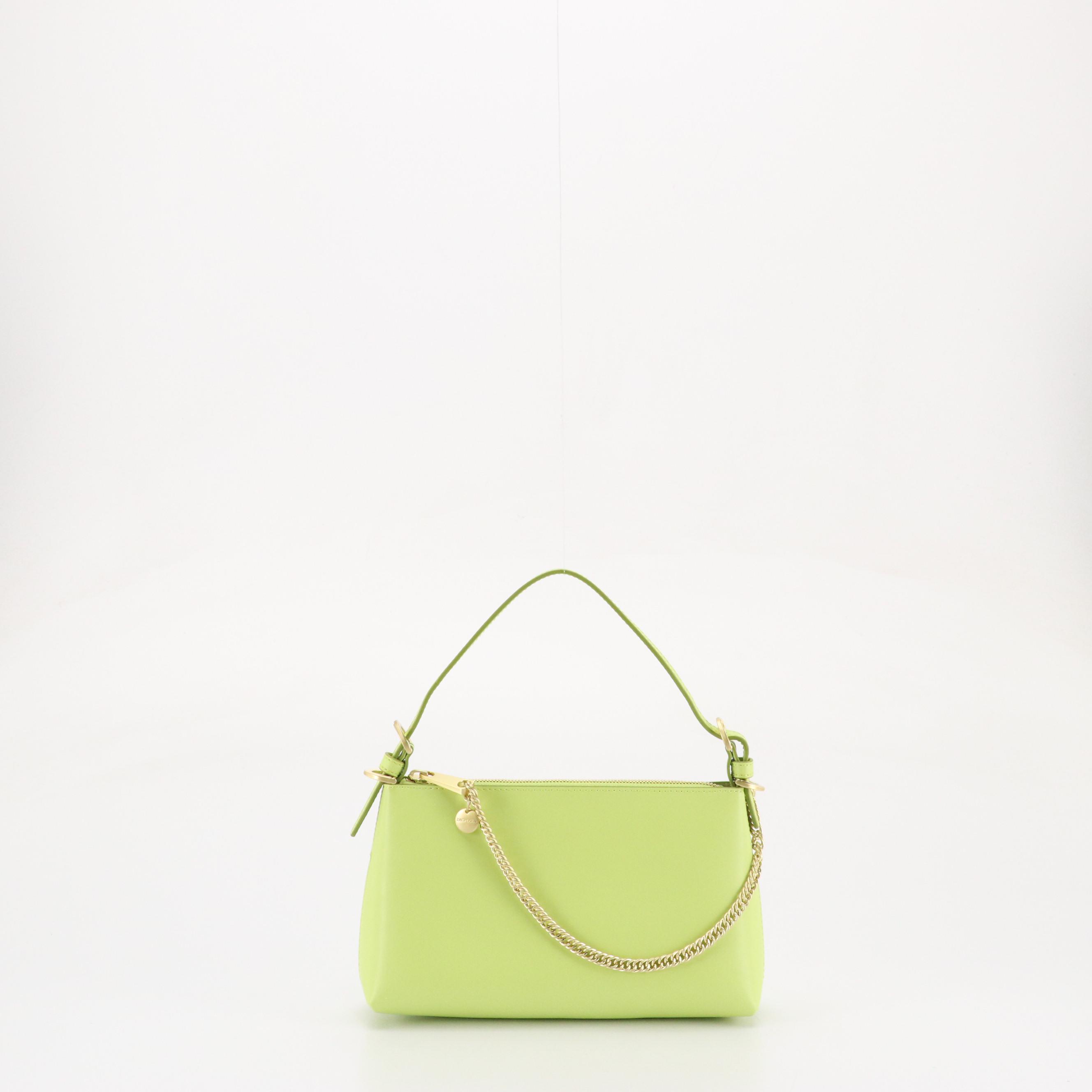 Zac Posen Top Zip Shoulder Bag in Green Leather & Olga Berg Glass Stone Clutch